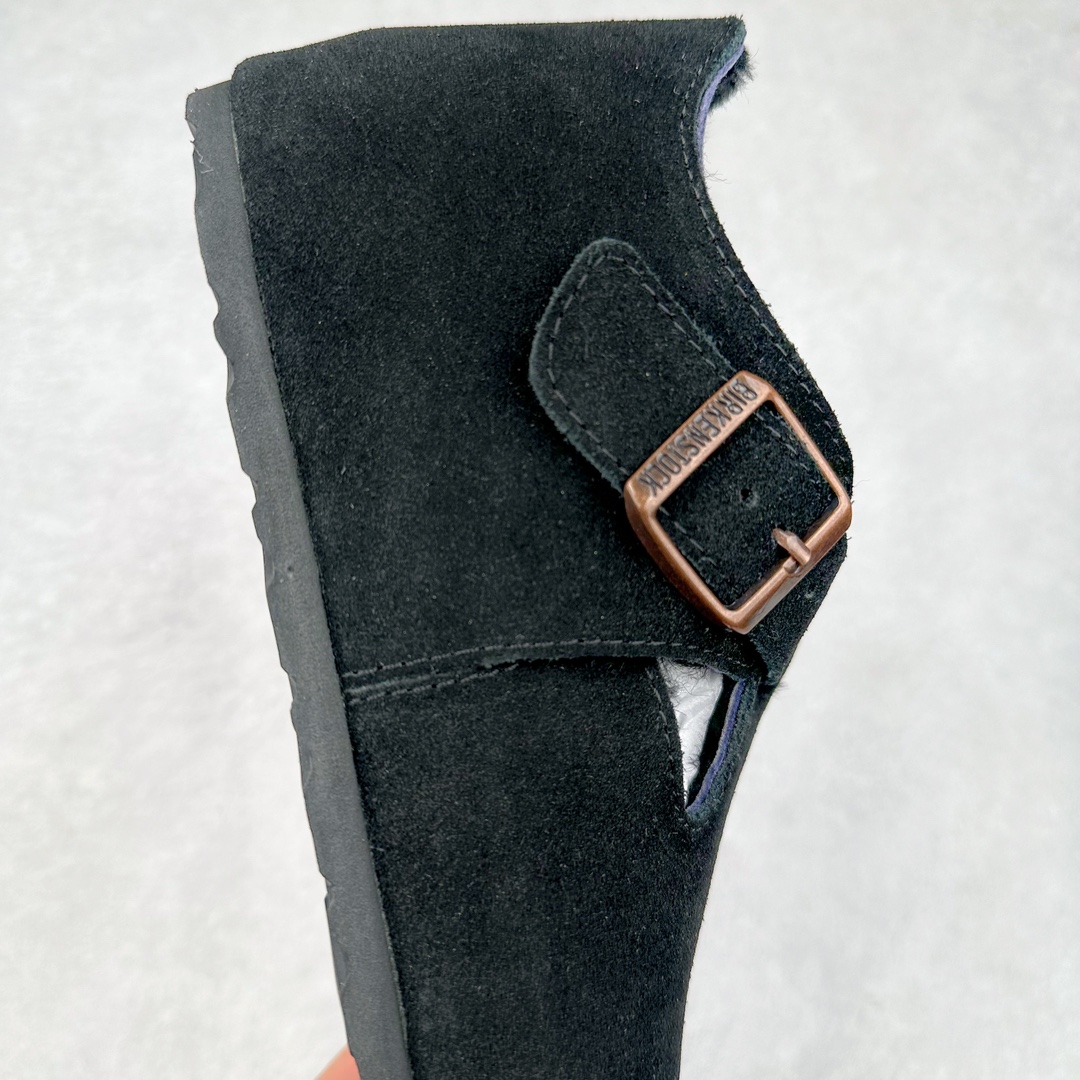 图片[6]-Birkenstock London 系列勃肯皮革绒面双扣时尚休闲平底鞋加毛 牛皮绒面革质地柔软 搭配可调节鞋扣提升穿着舒适度 人体工学设计分散脚部压力 保护脚踝 软木乳胶鞋床具有一定的收缩性 长时间穿着后能贴合脚型 EVA鞋底回弹性和抗张性力高 具有良好的防震、缓冲性 四季皆宜 柔软的鞋床采用额外的泡沫缓冲层 提供额外的舒适感和全天支撑 全网独家首发 源于德国的严谨工艺 牛巴戎面 中层松木 EVA 三层组合大底 优质牛皮面料五金扣 出口订单 尺码：35-45-选品中心