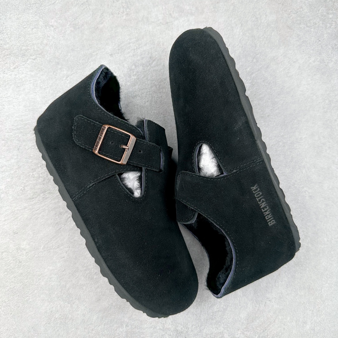 图片[3]-Birkenstock London 系列勃肯皮革绒面双扣时尚休闲平底鞋加毛 牛皮绒面革质地柔软 搭配可调节鞋扣提升穿着舒适度 人体工学设计分散脚部压力 保护脚踝 软木乳胶鞋床具有一定的收缩性 长时间穿着后能贴合脚型 EVA鞋底回弹性和抗张性力高 具有良好的防震、缓冲性 四季皆宜 柔软的鞋床采用额外的泡沫缓冲层 提供额外的舒适感和全天支撑 全网独家首发 源于德国的严谨工艺 牛巴戎面 中层松木 EVA 三层组合大底 优质牛皮面料五金扣 出口订单 尺码：35-45-选品中心