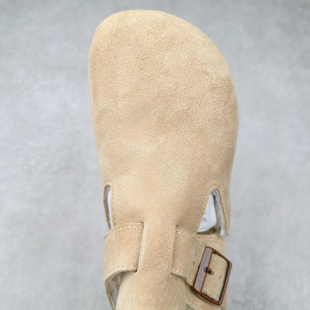 图片[4]-Birkenstock London 系列勃肯皮革绒面双扣时尚休闲平底鞋加毛 牛皮绒面革质地柔软 搭配可调节鞋扣提升穿着舒适度 人体工学设计分散脚部压力 保护脚踝 软木乳胶鞋床具有一定的收缩性 长时间穿着后能贴合脚型 EVA鞋底回弹性和抗张性力高 具有良好的防震、缓冲性 四季皆宜 柔软的鞋床采用额外的泡沫缓冲层 提供额外的舒适感和全天支撑 全网独家首发 源于德国的严谨工艺 牛巴戎面 中层松木 EVA 三层组合大底 优质牛皮面料五金扣 出口订单 尺码：35-45-选品中心