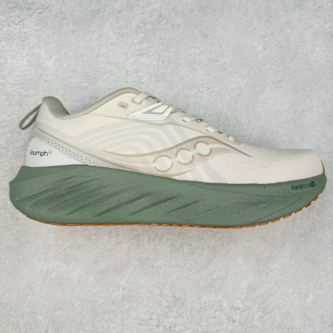 ＃SG纯原 Saucony Triumph 22 索康尼胜利22代旗舰级缓震型跑鞋 性能相比前几代再升级：鞋面采用全新升级的工学网设计 贴合脚部更透气 中底部分使用最新的PWRRUN+材质 搭配PWRRUN+鞋垫使中底的大幅加厚 10mm坡差进一步提供缓震、回弹性能 内底则采用了FORMFIT动态适应系统 动态契合脚型 提升包裹性和舒适性 提供更卓越的动态回馈体验 XT-900橡胶大底 可提供良好的抓地力和较强抗磨性能 尺码：35.5 36 36.5 37.5 38 38.5 39 40 40.5 41 42 42.5 43 44 44.5 45-选品中心