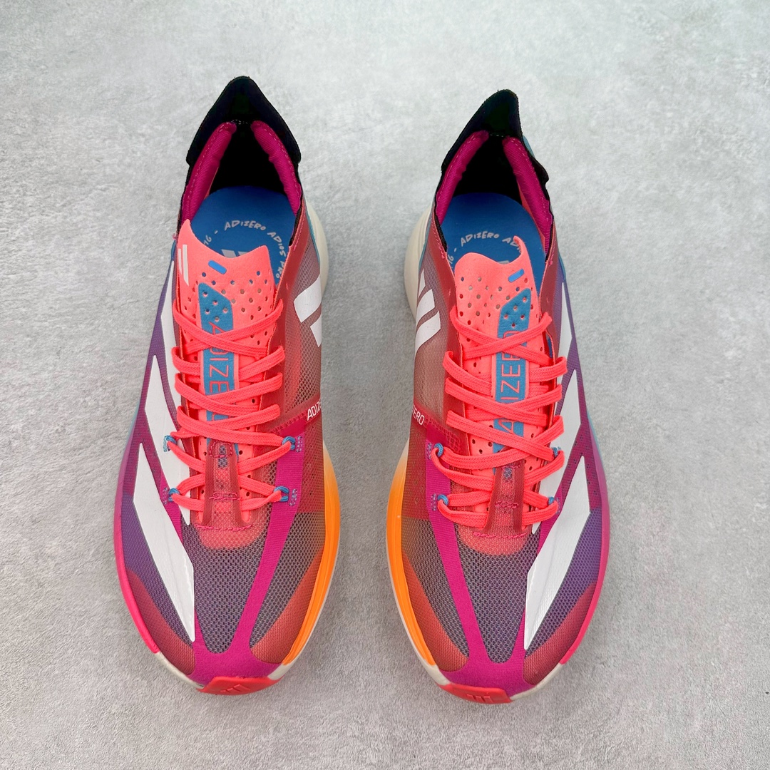 图片[2]-AD Adizero Adios Pro 3 马拉松竞速专业跑鞋 GW7258 CELERMESH针织网面非常轻薄 纤维间的缝隙很大 可以保证跑步时的透气、排汗效果 鞋舌直接与两侧的内衬和鞋底连接在一起 在跑步过程中不会被鞋舌的左右移动所困扰 在标准鞋带孔的基础上再拓宽一组鞋带孔 适合不同脚型的需求 突破性 EnergyRods 技术，有助于跑者实现更好的成绩 中底独特的LIGHTSTRIKE PRO泡棉材质 微弹感觉在跑步过程中给予了良好的支撑体验 对于顶级精英和高水平进阶跑者来说 ADIOS PRO是一双值得信赖的竞速比赛用鞋 尺码：36 36.5 37.5 38 38.5 39 40 40.5 41 42 42.5 43 44 44.5 45-选品中心