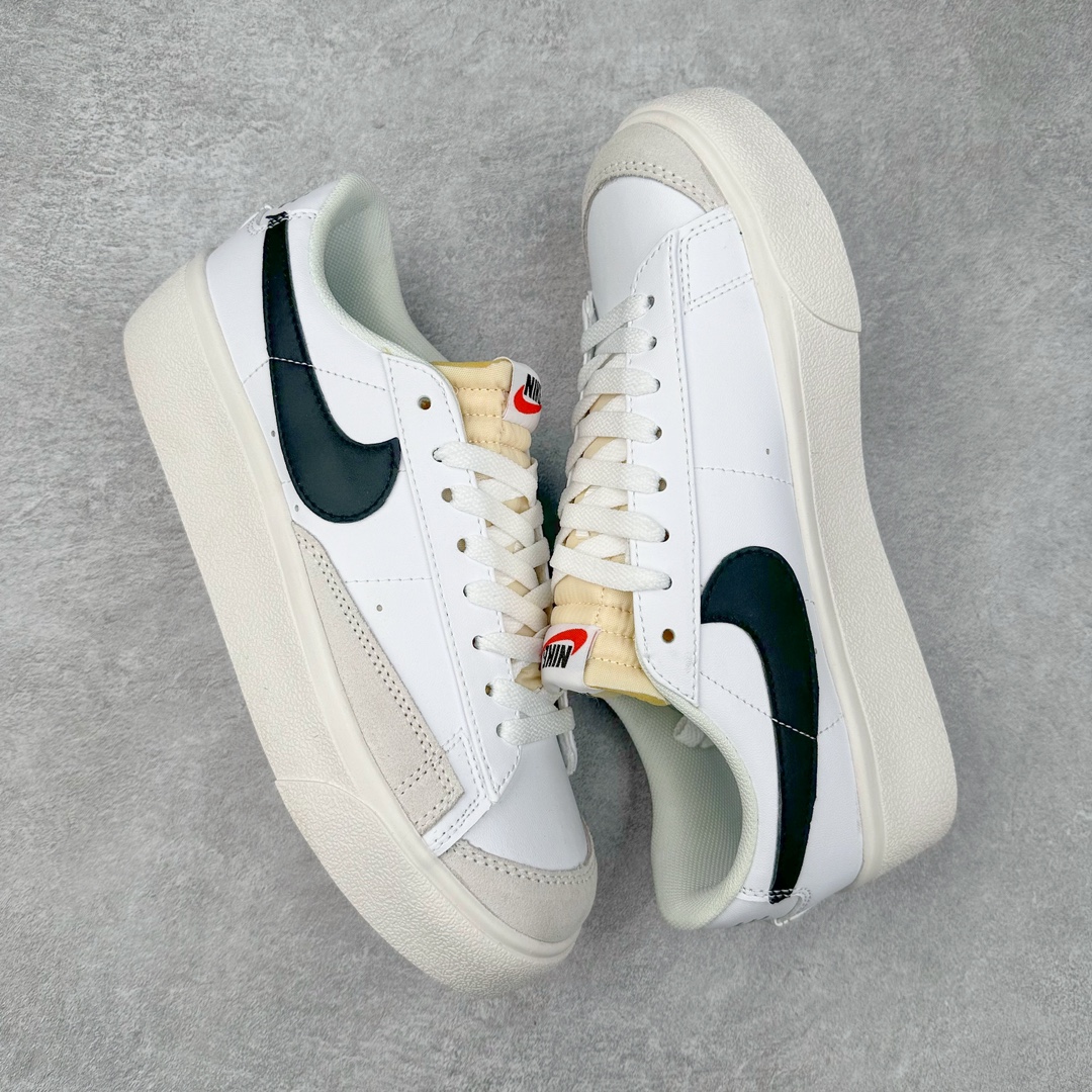 图片[3]-NK Blazer Low \’1977 VNTG SS经典开拓者低帮百搭休闲厚底运动板鞋 采用环保材料的大底 独特的鞋面连者鞋底印刷 演绎出了这个配色的独特风格 眼前的新设计选用皮质 配出当下流行的阴阳元素 呈现属于现代潮流的美感 尺码：36 36.5 37.5 38 38.5 39 40 40.5 41 42 42.5 43 44 44.5 45-选品中心