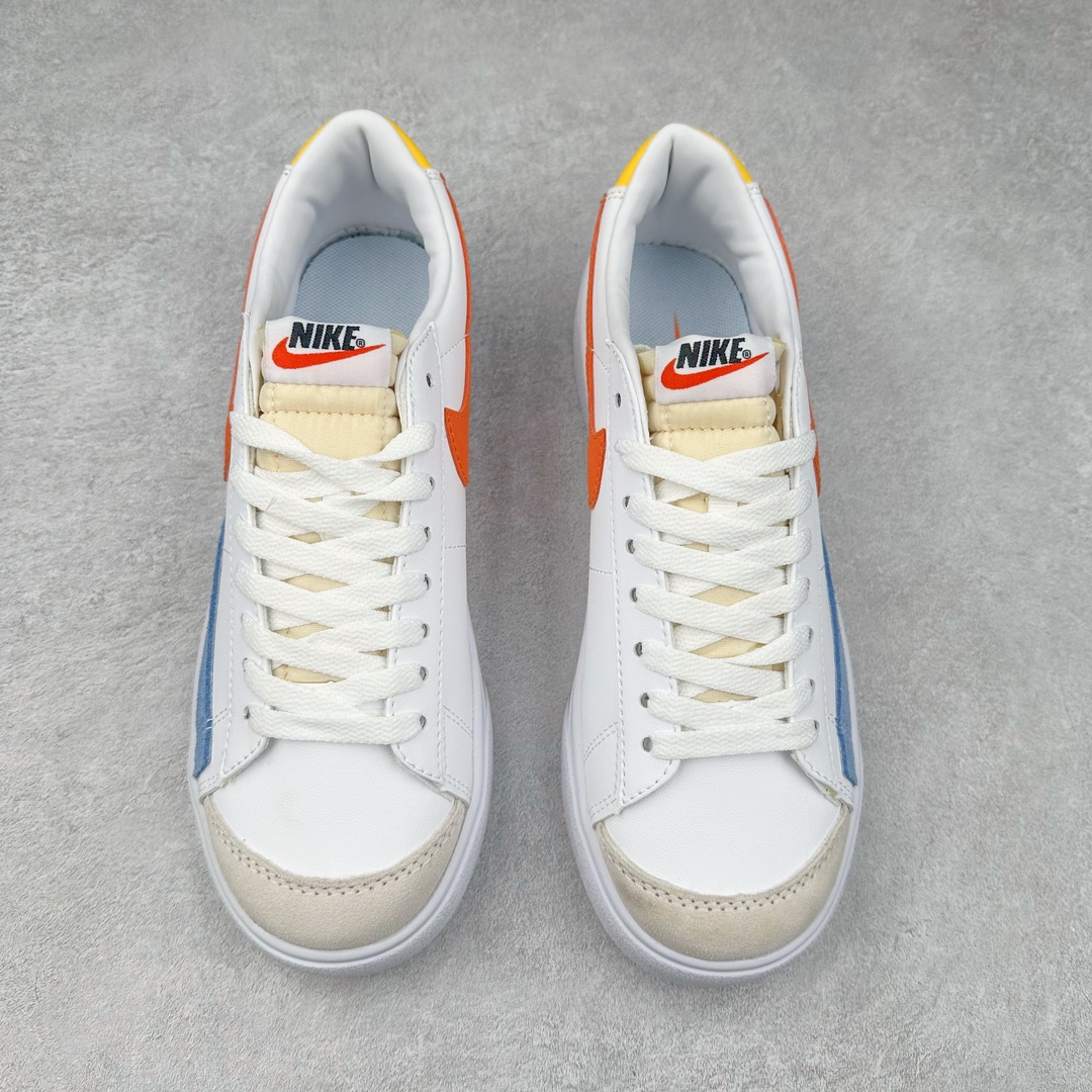 图片[2]-NK Blazer Low \’1977 VNTG SS经典开拓者低帮百搭休闲厚底运动板鞋 采用环保材料的大底 独特的鞋面连者鞋底印刷 演绎出了这个配色的独特风格 眼前的新设计选用皮质 配出当下流行的阴阳元素 呈现属于现代潮流的美感 尺码：36 36.5 37.5 38 38.5 39 40 40.5 41 42 42.5 43 44 44.5 45-选品中心