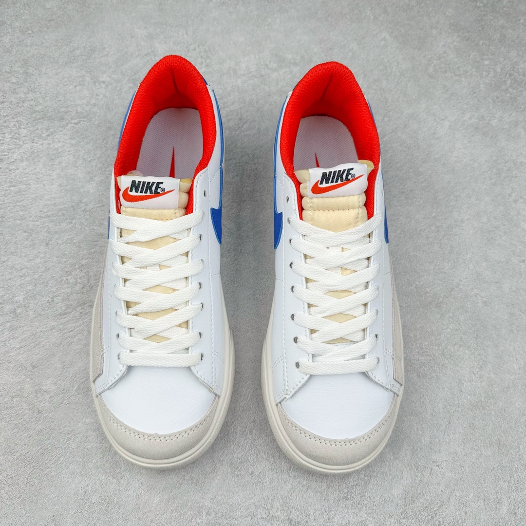 图片[2]-NK Blazer Low \’1977 VNTG SS经典开拓者低帮百搭休闲厚底运动板鞋 采用环保材料的大底 独特的鞋面连者鞋底印刷 演绎出了这个配色的独特风格 眼前的新设计选用皮质 配出当下流行的阴阳元素 呈现属于现代潮流的美感 尺码：36 36.5 37.5 38 38.5 39 40 40.5 41 42 42.5 43 44 44.5 45-选品中心