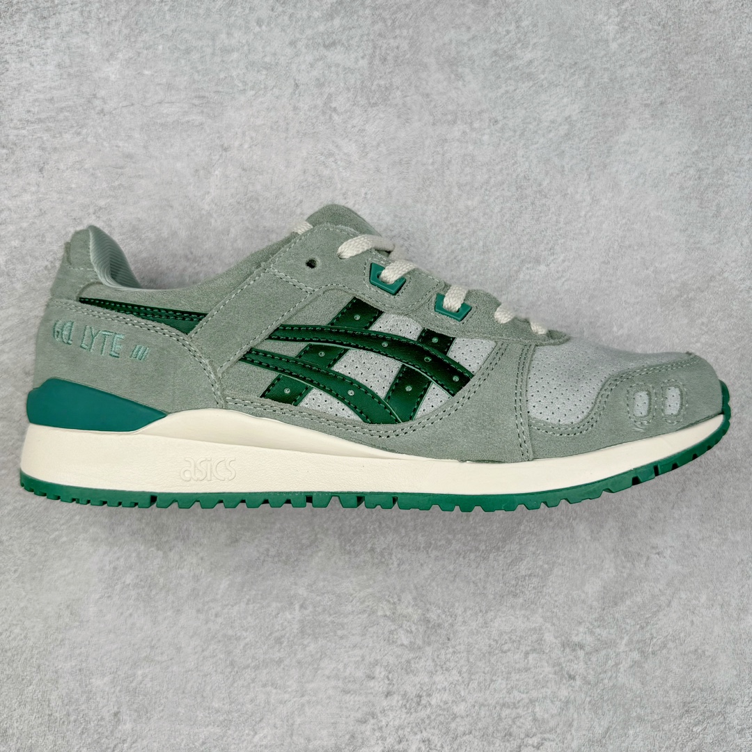图片[7]-＃纯原福利 Asics Gel-Lyte III 亚瑟士3代系列低帮经典复古休闲运动跑步鞋 伴随着复古跑鞋的再度盛行，让不少运动品牌都将自家经典鞋款重新带回，ASICS 亚瑟士这两年受到众多球鞋爱好者追捧。近期，ASICS 亚瑟士以自己经典的 GEL-LYTE III OG 为蓝本推出了两双全新配色。第一双选择了灰色、藏蓝色和蒂芙尼蓝色拼接呈现，随之妆点一抹粉色，使整双鞋低调又不失细节。材质选择了大面积麂皮与网眼面料打造，保证了质感与透气性兼备。最后以略微泛黄的中底收尾，完善整体设计。另一双以深浅不同的卡其色打造鞋身，缀以淡紫色丰富鞋身细节，想必第一双会更加适合女生上脚。用料与上一双完全相同，提供了优秀的质感。尺码：36 37 37.5 38 39 39.5 40 40.5 41.5 42 42.5 43.5 44 45-选品中心