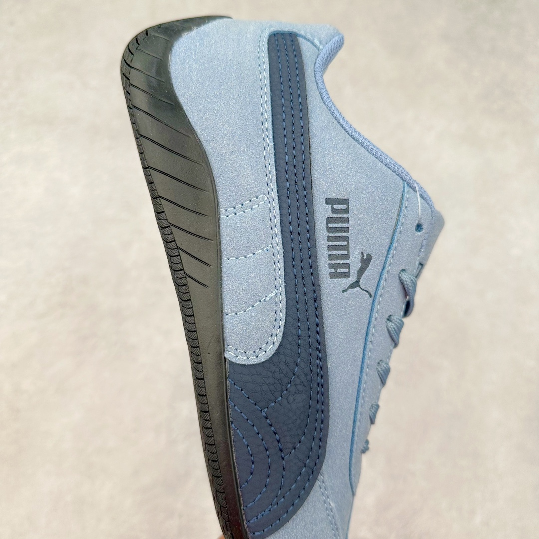 图片[6]-PUMA Speedca OG 彪马极速赛车系列低帮德训风拼接复古百搭休闲运动赛车鞋 鞋款从80、90年代赛车手所穿的防火赛车鞋为原型，鞋身线条模仿了赛车的流线廓形 体现了空气动力学原理的结构 简约流畅的外观 恰好又和贯穿其中的Formstrip Logo融合恰到好处 视觉上细节丰富且协调 本次Speedcat OG鞋款归来 最大看点自然式保留了窄版鞋型以及薄底构造 这两年各品牌鞋底越做越厚 Speedcat反其道而行之 上脚几乎无鞋底的效果带来耳目一新的视觉体验 鞋面依旧是以质感细腻的麂皮材质打造 并且大面积近乎全包裹的使用 复古味道也愈发浓烈 配色上更是将最原始的黑色和红色带回 向F1赛车队的标志性队服致敬 相信让各位一眼种草的更多是出挑的大红色 上脚即可瞬间点亮整体造型 在以球鞋为核心的OOTD中脱颖而出 而另一款黑色则是低调的万金油 彰显新潮个性的同时又不喧宾夺主 也是热爱简约系穿搭朋友的首选 尺码：36 37 37.5 38 38.5 39 40 40.5 41 42 42.5 43 44 44.5 45-选品中心