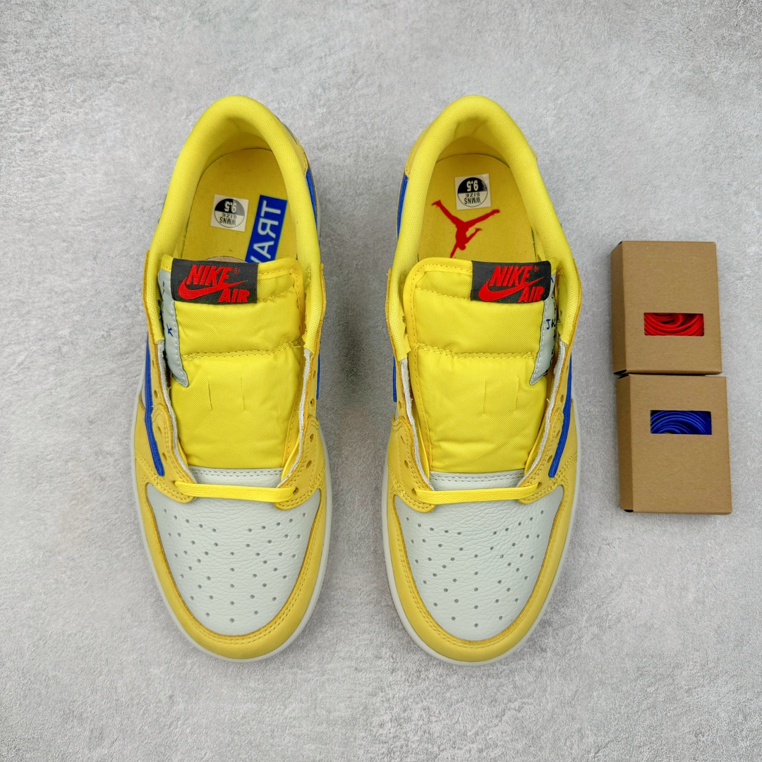 图片[2]-＃PK4.0 Travis Scott x Air Jordan AJ1 Low OG SP TS联名倒钩7.0低帮 黄蓝色 DZ4137-700 原盒原配 原厂拉帮工艺 针距密度一致 全新升级网板中底 原楦原纸板开发 后跟弧度收口自然不对折 极致一眼正品既视感 原厂皮料 进口玻璃冲刀皮料裁剪零毛边 承诺百分百一致原鞋 全鞋电脑针车工艺 鞋面清洁度最高QC检验标准 控制溢胶 飞翼3D高频深度立体 鞋盒、防尘纸 均采购来自原厂 尺码：36 36.5 37.5 38 38.5 39 40 40.5 41 42 42.5 43 44 44.5 45 46 47.5-选品中心