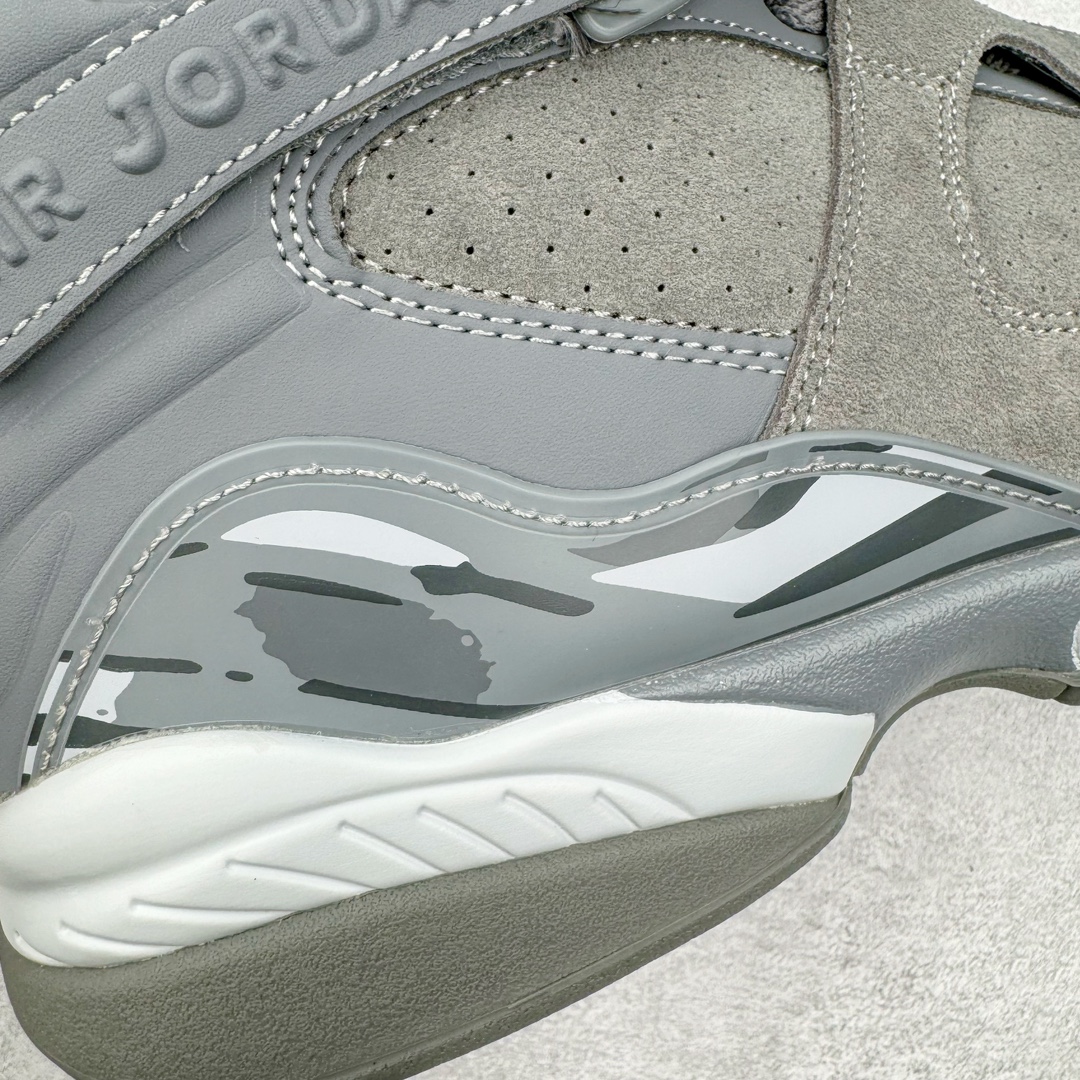图片[18]-＃NC版 Air Jordan AJ8 高帮复古篮球鞋 灰色 305381-014 外贸订单 全套原纸板楦头开发 确保原汁原味 完美呈现五代版型 定制优质皮料 完美鞋型匹配公司货 正确TPU鞋舌锁扣 最新原厂底模 大底卡色咬花完美 鞋柜必备鞋款 终端现货供应 尺码：40 40.5 41 42 42.5 43 44 44.5 45 46 47.5-选品中心