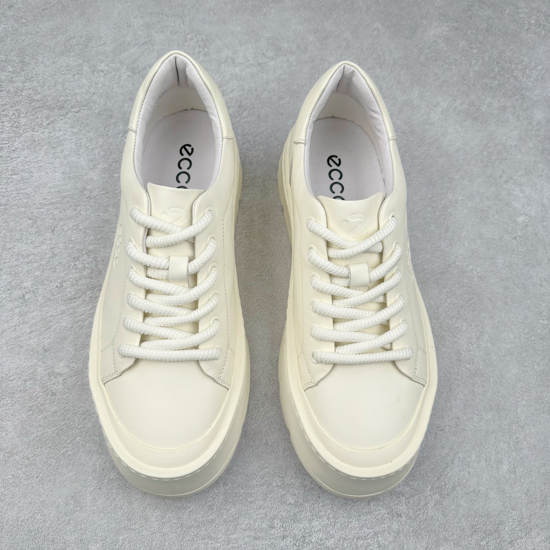 图片[2]-ECCO爱步百搭休闲男鞋 秋季增高圆头小白鞋 街头轻巧系列 牛皮与牛皮剖层拼接鞋面 时尚个性 出街有型 简约粗绳系带设计 可自由调节松紧 贴合脚型 PU加厚鞋底 包裹足弓与后跟 为双脚提供支撑性 休闲百搭 简约利落 尺码：38 39 40 41 42 43（皮鞋码）-选品中心