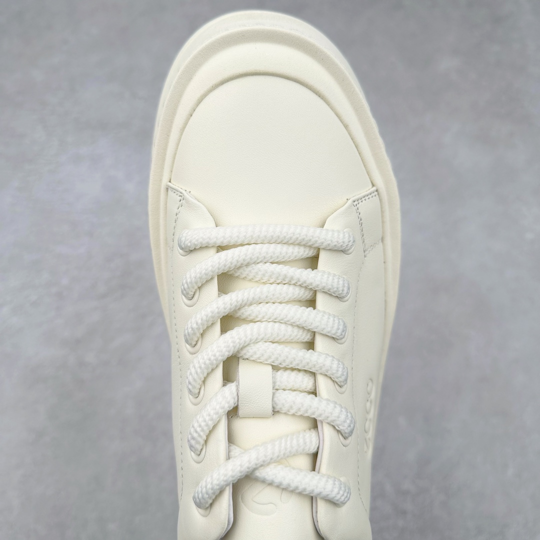 图片[4]-ECCO爱步百搭休闲男鞋 秋季增高圆头小白鞋 街头轻巧系列 牛皮与牛皮剖层拼接鞋面 时尚个性 出街有型 简约粗绳系带设计 可自由调节松紧 贴合脚型 PU加厚鞋底 包裹足弓与后跟 为双脚提供支撑性 休闲百搭 简约利落 尺码：38 39 40 41 42 43（皮鞋码）-选品中心