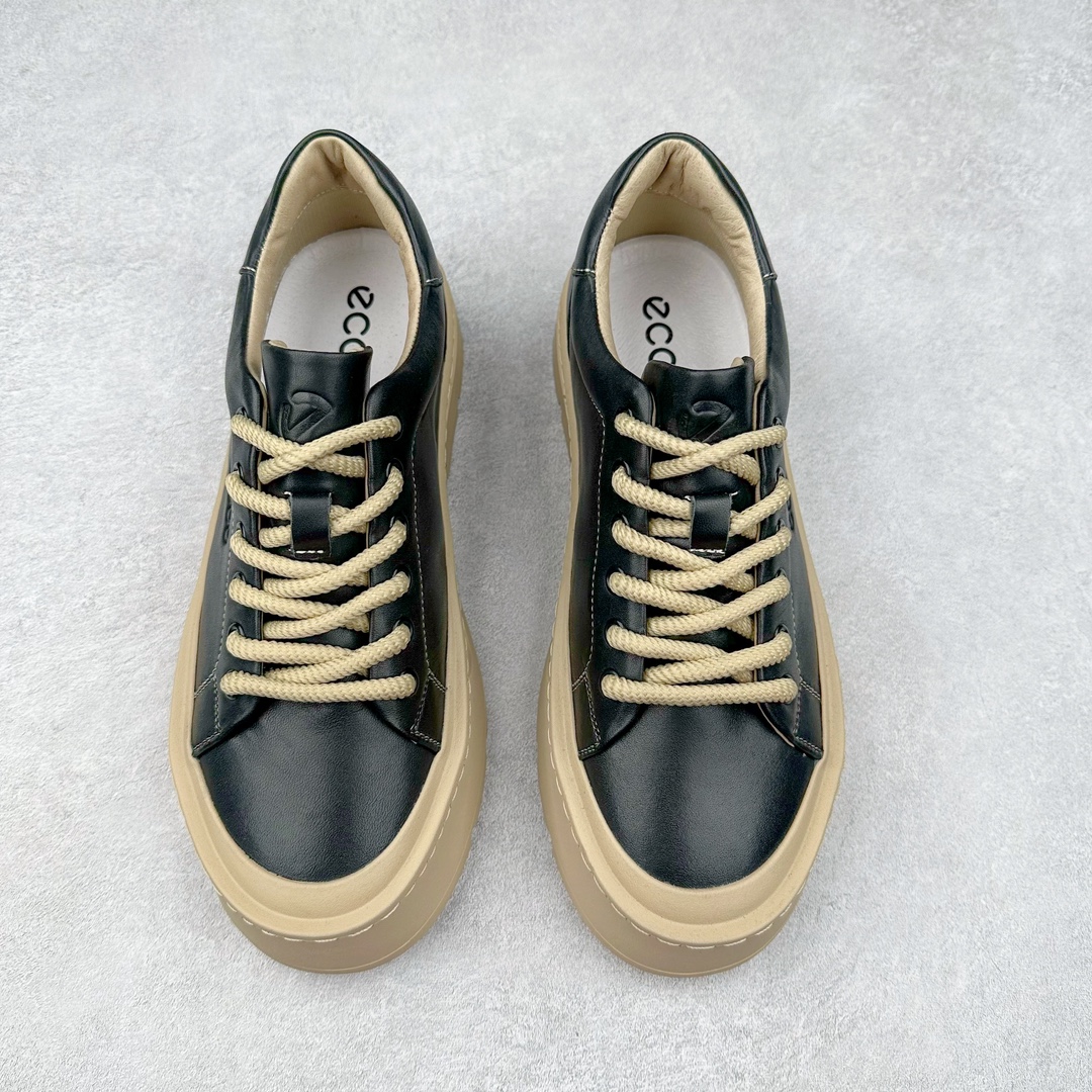 图片[2]-ECCO爱步百搭休闲男鞋 秋季增高圆头小白鞋 街头轻巧系列 牛皮与牛皮剖层拼接鞋面 时尚个性 出街有型 简约粗绳系带设计 可自由调节松紧 贴合脚型 PU加厚鞋底 包裹足弓与后跟 为双脚提供支撑性 休闲百搭 简约利落 尺码：38 39 40 41 42 43（皮鞋码）-选品中心