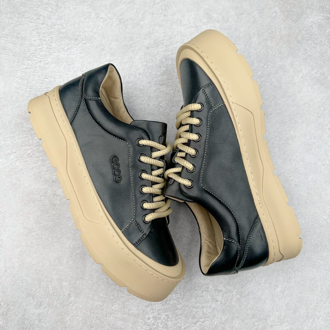 图片[3]-ECCO爱步百搭休闲男鞋 秋季增高圆头小白鞋 街头轻巧系列 牛皮与牛皮剖层拼接鞋面 时尚个性 出街有型 简约粗绳系带设计 可自由调节松紧 贴合脚型 PU加厚鞋底 包裹足弓与后跟 为双脚提供支撑性 休闲百搭 简约利落 尺码：38 39 40 41 42 43（皮鞋码）-选品中心