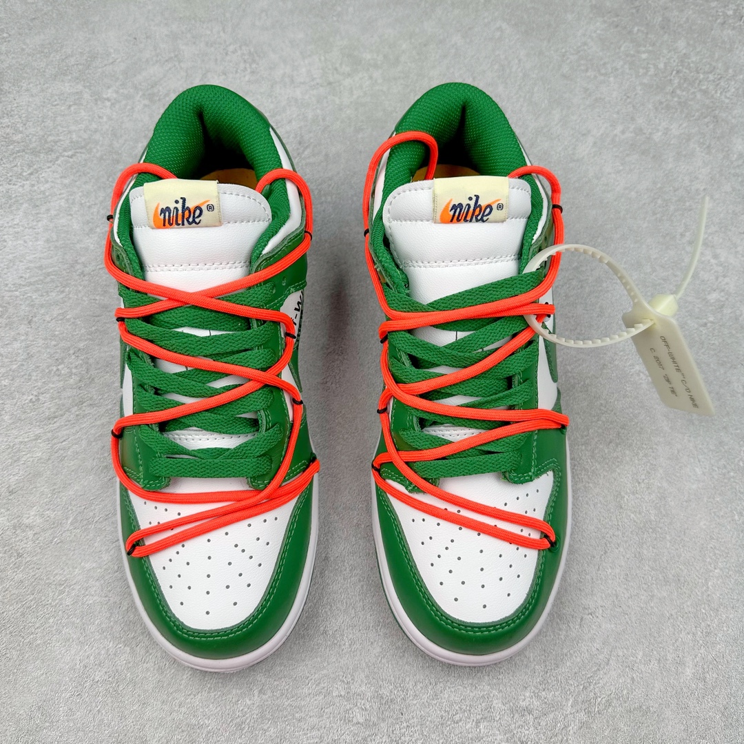 图片[2]-＃神版特价 Off-White™ x NK Dunk Low OW联名绿色 CT0856-100 Pnme Asia贝利原厂皮料加持 全套原楦原模倾力打造完美版型 独家原厂航空铝磨具打磨大底 鞋头坡度75° 极致还原 无解鞋型 原盒原装配套 圈内天花板工艺 原厂冲刀 超高清洁度 全鞋零毛边皮料切割 采用原厂百宏鞋带以及原厂百宏织唛舌标 鞋带孔收紧绳长度 足以区分市面口嗨版本 原厂油墨 色泽亮度 高频效果一致 原厂拉帮工艺 针距密度一致 一针一线自然拉伸不弯曲 青岛定制原装标几率过验 尺码：36 36.5 37.5 38 38.5 39 40 40.5 41 43 44 44.5-选品中心