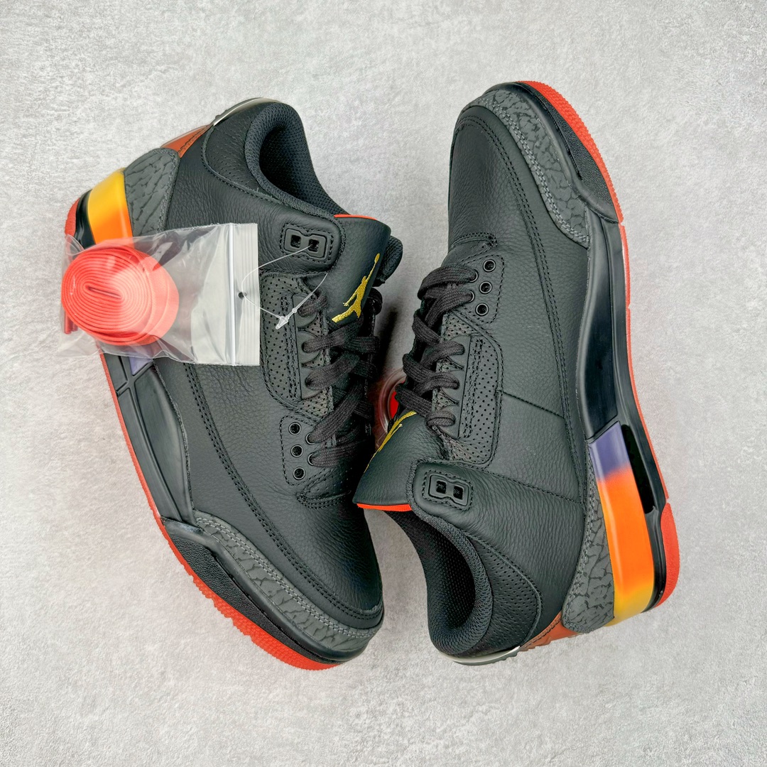 图片[3]-＃DF2.0 J Balvin x Air Jordan AJ3 联名黑红 彩虹渐变 FN0344-001 圈内最强三代系列 匠心打造 开发时长超过半年 目前可过各类鉴定或无法鉴定 裸鞋随便操作 全套原纸板楦头开发 原厂大底磨具加持立体防滑纹理 原装可视Air Sole气垫 原汁原味最完美的三代版型 唯一正确鞋头趴度弧度高度鞋身腰线 原厂TPU彩虹扎染后跟饰片 正确内里反口里网布 皮料菱角分明不变形无多余毛边 广东原厂zp同批次手工大底描漆拉丝 市场唯一原厂鞋扣模具 原厂织唛标 原厂飞人电绣工艺 尾指中部跳三针 独家绑鞋带手法 印刷中底布 四线拉帮 米色美纹纸贴合固定 进口港宝加持 后跟自然饱满 全鞋荧光划线卡点 追求极致完美 每一双都是工艺品 多重QC质检 超越公司货的品控标准 实实在在的免检产品 尺码：40.5 41 42 42.5 43 44 44.5 45 45.5 46 47.5 48.5-选品中心