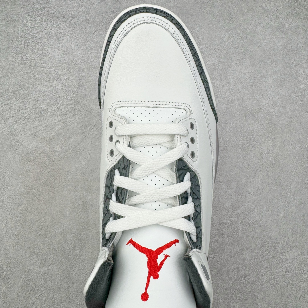 图片[4]-＃Lw纯原 Air Jordan AJ3 Retro 白灰 CT8532-106 圈内最强三代系列 匠心打造 开发时长超过半年 目前可过各类鉴定或无法鉴定 裸鞋随便操作 全套原纸板楦头开发 原厂大底磨具加持立体防滑纹理 原装可视Air Sole气垫 原汁原味最完美的三代版型 唯一正确鞋头趴度弧度高度鞋身腰线 原厂TPU彩虹扎染后跟饰片 正确内里反口里网布 皮料菱角分明不变形无多余毛边 广东原厂zp同批次手工大底描漆拉丝 市场唯一原厂鞋扣模具 原厂织唛标 原厂飞人电绣工艺 尾指中部跳三针 独家绑鞋带手法 印刷中底布 四线拉帮 米色美纹纸贴合固定 进口港宝加持 后跟自然饱满 全鞋荧光划线卡点 追求极致完美 每一双都是工艺品 多重QC质检 超越公司货的品控标准 实实在在的免检产品 尺码：36 36.5 37.5 38 38.5 39 40 40.5 41 42 42.5 43 44 44.5 45 45.5 46 47.5 48.5-选品中心