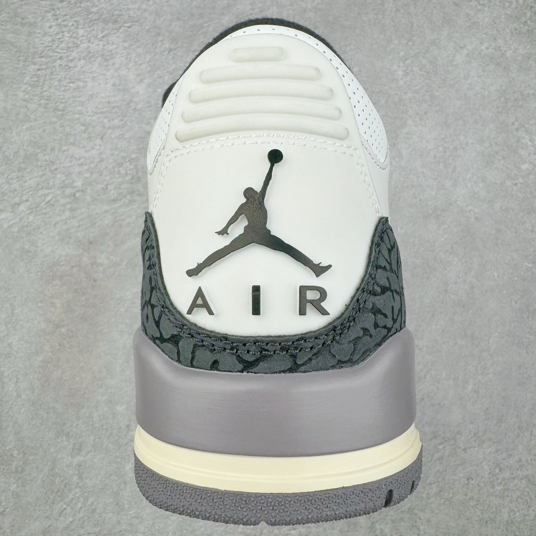 图片[8]-＃Lw纯原 Air Jordan AJ3 Retro 白灰 CT8532-106 圈内最强三代系列 匠心打造 开发时长超过半年 目前可过各类鉴定或无法鉴定 裸鞋随便操作 全套原纸板楦头开发 原厂大底磨具加持立体防滑纹理 原装可视Air Sole气垫 原汁原味最完美的三代版型 唯一正确鞋头趴度弧度高度鞋身腰线 原厂TPU彩虹扎染后跟饰片 正确内里反口里网布 皮料菱角分明不变形无多余毛边 广东原厂zp同批次手工大底描漆拉丝 市场唯一原厂鞋扣模具 原厂织唛标 原厂飞人电绣工艺 尾指中部跳三针 独家绑鞋带手法 印刷中底布 四线拉帮 米色美纹纸贴合固定 进口港宝加持 后跟自然饱满 全鞋荧光划线卡点 追求极致完美 每一双都是工艺品 多重QC质检 超越公司货的品控标准 实实在在的免检产品 尺码：36 36.5 37.5 38 38.5 39 40 40.5 41 42 42.5 43 44 44.5 45 45.5 46 47.5 48.5-选品中心