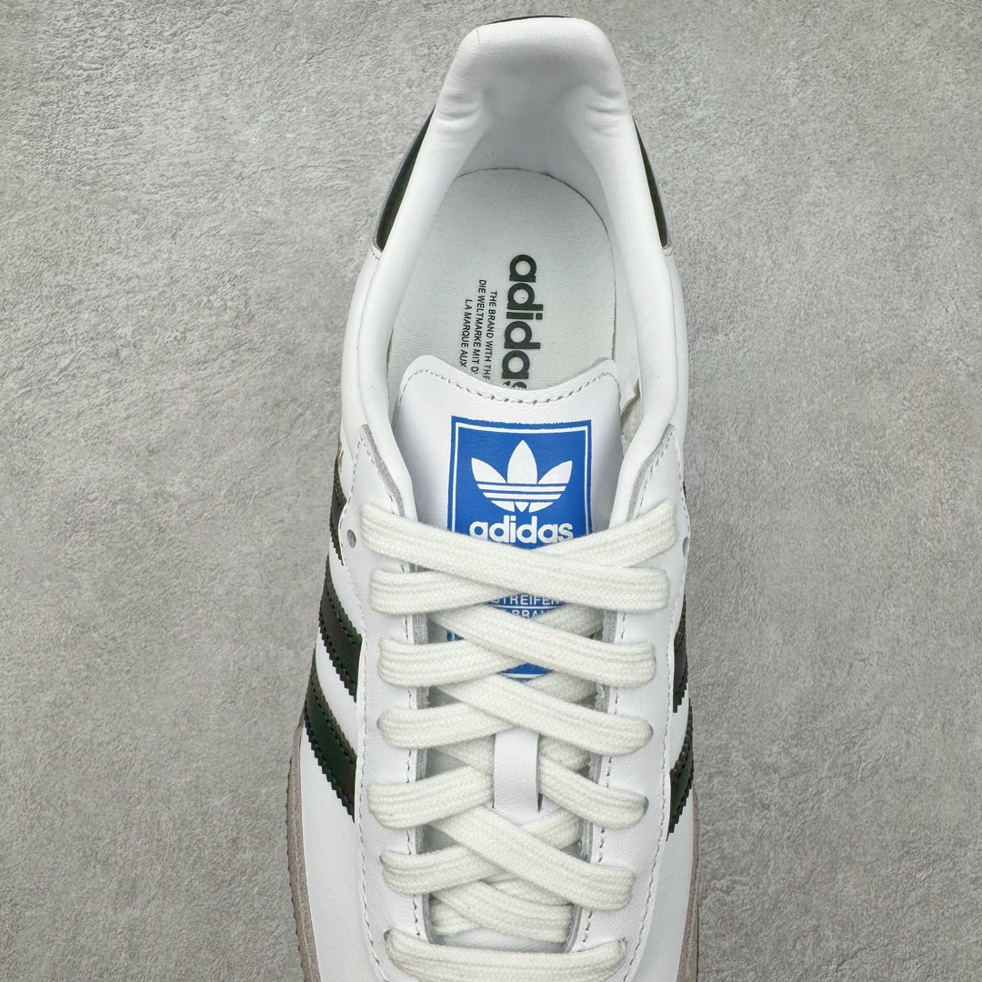 图片[5]-＃CS纯原 AD Original Samba OG 复古经典轻便板鞋 白黑 B75806 原装头层牛皮加持 正确烫金高频细节 原装纳米超迁皮料 独家私模橡胶大底 原盒原配 正确黑色中底布 过宽过胶 这款桑巴鞋展示了高质量的工艺 带有装饰的超锁缝制和无缝的手感 柔软、柔软的皮革造型和标志性的3条纹完成了精致的外观 正规合身鞋带 鞋面上有绒面鞋垫 橡胶鞋底 享受正畸套筒软感 自50年代首次亮相以来就一直在赢得粉丝的青睐 尺码：36 36.5 37.5 38 38.5 39 40 40.5 41 42 42.5 43 44 44.5 45-选品中心