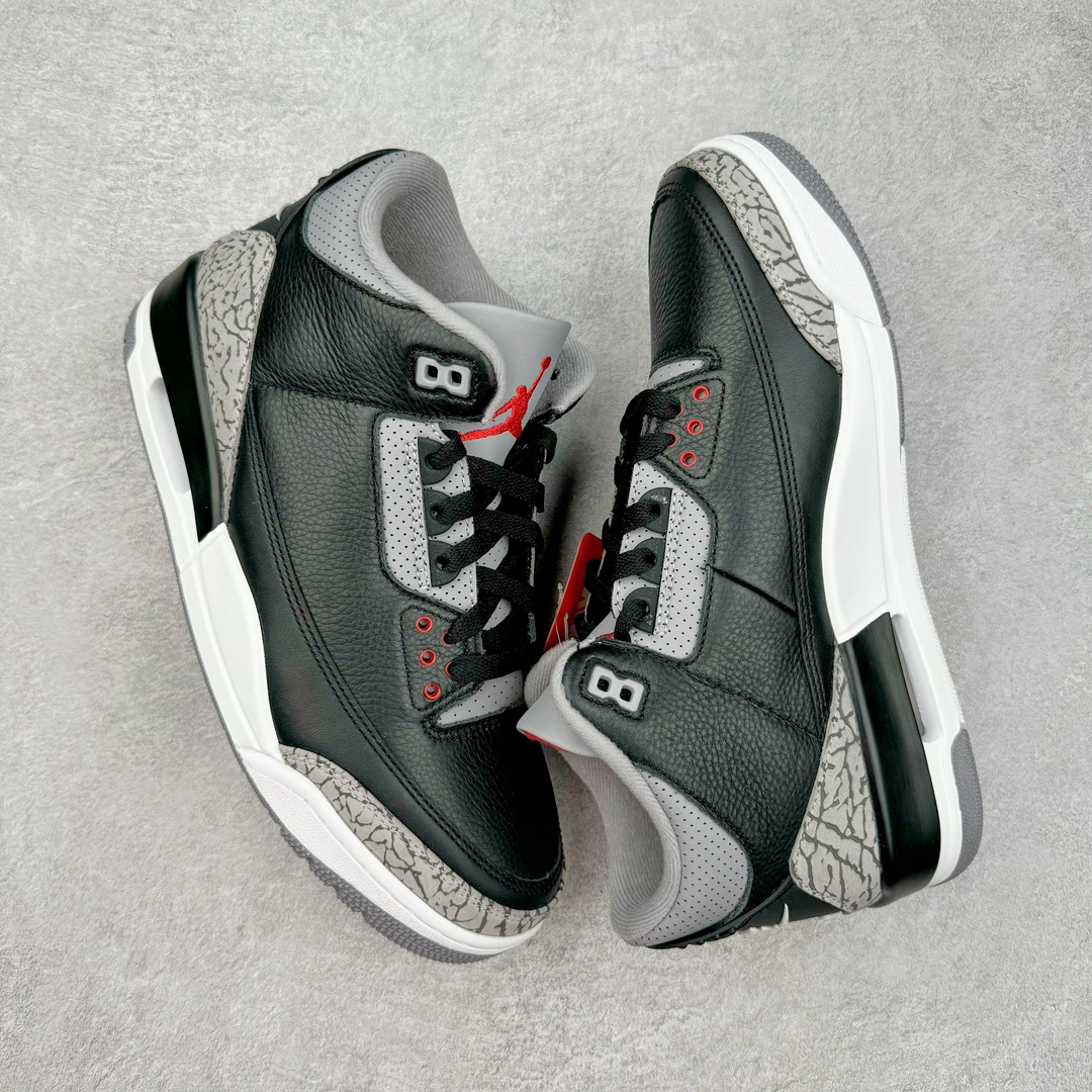 图片[3]-＃GX纯原 Air Jordan AJ3 Retro 复刻黑水泥 DN3707-010 圈内最强三代系列 匠心打造 开发时长超过半年 目前可过各类鉴定或无法鉴定 裸鞋随便操作 全套原纸板楦头开发 原厂大底磨具加持立体防滑纹理 原装可视Air Sole气垫 原汁原味最完美的三代版型 唯一正确鞋头趴度弧度高度鞋身腰线 原厂TPU彩虹扎染后跟饰片 正确内里反口里网布 皮料菱角分明不变形无多余毛边 广东原厂zp同批次手工大底描漆拉丝 市场唯一原厂鞋扣模具 原厂织唛标 原厂飞人电绣工艺 尾指中部跳三针 独家绑鞋带手法 印刷中底布 四线拉帮 米色美纹纸贴合固定 进口港宝加持 后跟自然饱满 全鞋荧光划线卡点 追求极致完美 每一双都是工艺品 多重QC质检 超越公司货的品控标准 实实在在的免检产品 尺码：40 40.5 41 42 42.5 43 44 44.5 45 45.5 46 47.5 48.5-选品中心