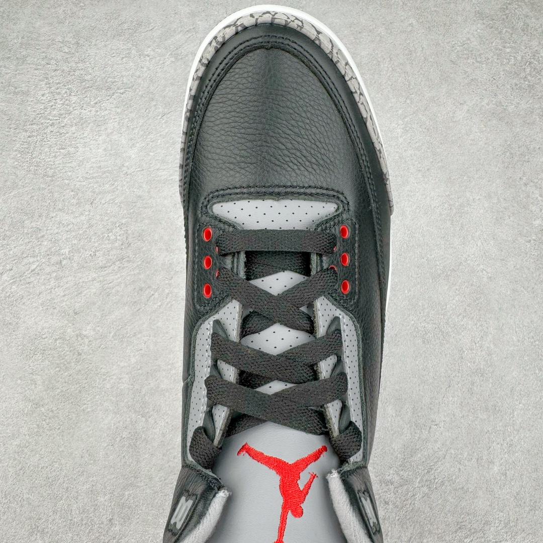 图片[4]-＃GX纯原 Air Jordan AJ3 Retro 复刻黑水泥 DN3707-010 圈内最强三代系列 匠心打造 开发时长超过半年 目前可过各类鉴定或无法鉴定 裸鞋随便操作 全套原纸板楦头开发 原厂大底磨具加持立体防滑纹理 原装可视Air Sole气垫 原汁原味最完美的三代版型 唯一正确鞋头趴度弧度高度鞋身腰线 原厂TPU彩虹扎染后跟饰片 正确内里反口里网布 皮料菱角分明不变形无多余毛边 广东原厂zp同批次手工大底描漆拉丝 市场唯一原厂鞋扣模具 原厂织唛标 原厂飞人电绣工艺 尾指中部跳三针 独家绑鞋带手法 印刷中底布 四线拉帮 米色美纹纸贴合固定 进口港宝加持 后跟自然饱满 全鞋荧光划线卡点 追求极致完美 每一双都是工艺品 多重QC质检 超越公司货的品控标准 实实在在的免检产品 尺码：40 40.5 41 42 42.5 43 44 44.5 45 45.5 46 47.5 48.5-选品中心