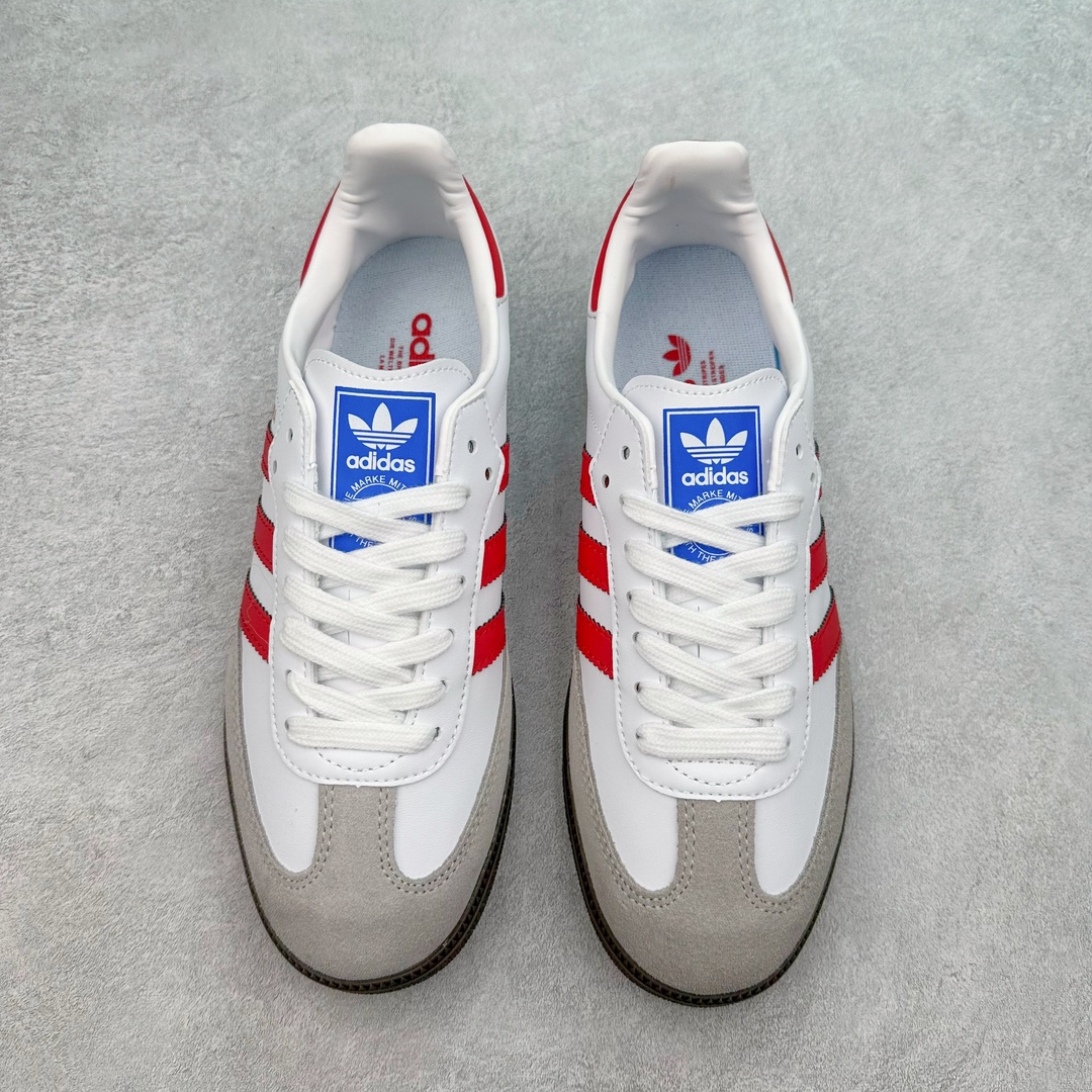 图片[2]-＃特价福利 AD Original Samba OG/Gazelle Indoor Trainers 复古经典轻便板鞋 口碑大厂出品 品控大底版型不断改良更新 全套原纸板楦头开发 确保原汁原味 完美呈现桑巴版型 一比一鞋头弧度高度鞋身弧度 此版本只针对中端市场 皮料材质有所更替 其他数据细节工艺流程均保持一致 绝不口嗨 细节品控鞋型随意对比 正确烫金高频细节 原装纳米超迁皮料 独家私模橡胶大底 原盒原配 这款桑巴鞋展示了高质量的工艺 带有装饰的超锁缝制和无缝的手感 柔软、柔软的皮革造型和标志性的3条纹完成了精致的外观 正规合身鞋带 鞋面上有绒面鞋垫 橡胶鞋底 享受正畸套筒软感 自50年代首次亮相以来就一直在赢得粉丝的青睐 尺码：36 36.5 37.5 38 38.5 39 40 40.5 41 42 42.5 43 44 44.5 45-选品中心