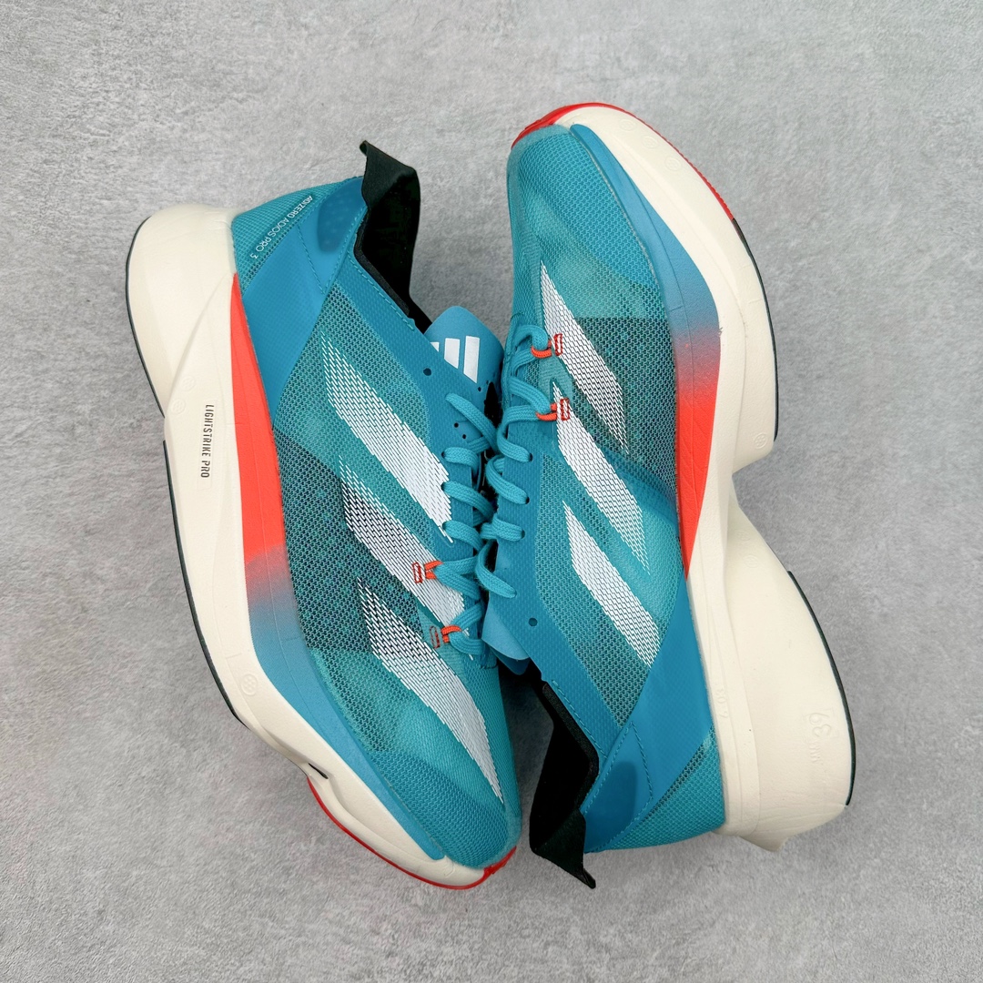 图片[3]-AD Adizero Adios Pro 3 马拉松竞速专业跑鞋 ID8473 CELERMESH针织网面非常轻薄 纤维间的缝隙很大 可以保证跑步时的透气、排汗效果 鞋舌直接与两侧的内衬和鞋底连接在一起 在跑步过程中不会被鞋舌的左右移动所困扰 在标准鞋带孔的基础上再拓宽一组鞋带孔 适合不同脚型的需求 突破性 EnergyRods 技术，有助于跑者实现更好的成绩 中底独特的LIGHTSTRIKE PRO泡棉材质 微弹感觉在跑步过程中给予了良好的支撑体验 对于顶级精英和高水平进阶跑者来说 ADIOS PRO是一双值得信赖的竞速比赛用鞋 尺码：36 36.5 37.5 38 38.5 39 40 40.5 41 42 42.5 43 44 44.5 45-选品中心