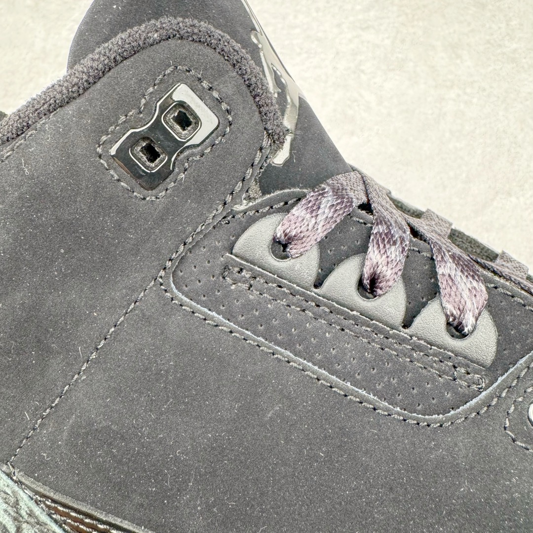 图片[20]-＃QD纯原 Air Jordan AJ3 Retro 黑猫 CK9246-168 圈内最强三代系列 匠心打造 开发时长超过半年 目前可过各类鉴定或无法鉴定 裸鞋随便操作 全套原纸板楦头开发 原厂大底磨具加持立体防滑纹理 原装可视Air Sole气垫 原汁原味最完美的三代版型 唯一正确鞋头趴度弧度高度鞋身腰线 原厂TPU彩虹扎染后跟饰片 正确内里反口里网布 皮料菱角分明不变形无多余毛边 广东原厂zp同批次手工大底描漆拉丝 市场唯一原厂鞋扣模具 原厂织唛标 原厂飞人电绣工艺 尾指中部跳三针 独家绑鞋带手法 印刷中底布 四线拉帮 米色美纹纸贴合固定 进口港宝加持 后跟自然饱满 全鞋荧光划线卡点 追求极致完美 每一双都是工艺品 多重QC质检 超越公司货的品控标准 实实在在的免检产品 尺码：40 40.5 41 42 42.5 43 44 44.5 45 45.5 46 47.5 48.5-选品中心