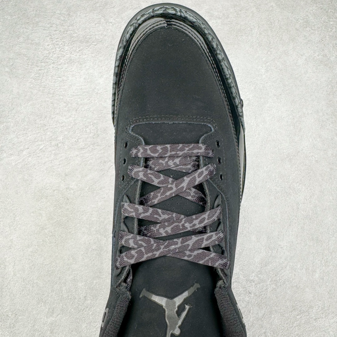 图片[4]-＃QD纯原 Air Jordan AJ3 Retro 黑猫 CK9246-168 圈内最强三代系列 匠心打造 开发时长超过半年 目前可过各类鉴定或无法鉴定 裸鞋随便操作 全套原纸板楦头开发 原厂大底磨具加持立体防滑纹理 原装可视Air Sole气垫 原汁原味最完美的三代版型 唯一正确鞋头趴度弧度高度鞋身腰线 原厂TPU彩虹扎染后跟饰片 正确内里反口里网布 皮料菱角分明不变形无多余毛边 广东原厂zp同批次手工大底描漆拉丝 市场唯一原厂鞋扣模具 原厂织唛标 原厂飞人电绣工艺 尾指中部跳三针 独家绑鞋带手法 印刷中底布 四线拉帮 米色美纹纸贴合固定 进口港宝加持 后跟自然饱满 全鞋荧光划线卡点 追求极致完美 每一双都是工艺品 多重QC质检 超越公司货的品控标准 实实在在的免检产品 尺码：40 40.5 41 42 42.5 43 44 44.5 45 45.5 46 47.5 48.5-选品中心