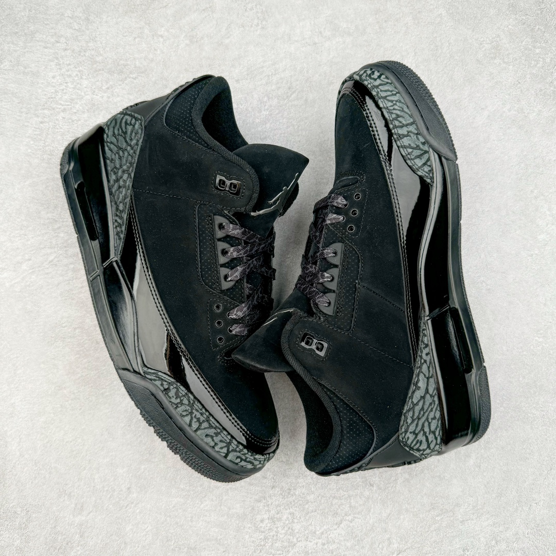 图片[3]-＃QD纯原 Air Jordan AJ3 Retro 黑猫 CK9246-168 圈内最强三代系列 匠心打造 开发时长超过半年 目前可过各类鉴定或无法鉴定 裸鞋随便操作 全套原纸板楦头开发 原厂大底磨具加持立体防滑纹理 原装可视Air Sole气垫 原汁原味最完美的三代版型 唯一正确鞋头趴度弧度高度鞋身腰线 原厂TPU彩虹扎染后跟饰片 正确内里反口里网布 皮料菱角分明不变形无多余毛边 广东原厂zp同批次手工大底描漆拉丝 市场唯一原厂鞋扣模具 原厂织唛标 原厂飞人电绣工艺 尾指中部跳三针 独家绑鞋带手法 印刷中底布 四线拉帮 米色美纹纸贴合固定 进口港宝加持 后跟自然饱满 全鞋荧光划线卡点 追求极致完美 每一双都是工艺品 多重QC质检 超越公司货的品控标准 实实在在的免检产品 尺码：40 40.5 41 42 42.5 43 44 44.5 45 45.5 46 47.5 48.5-选品中心