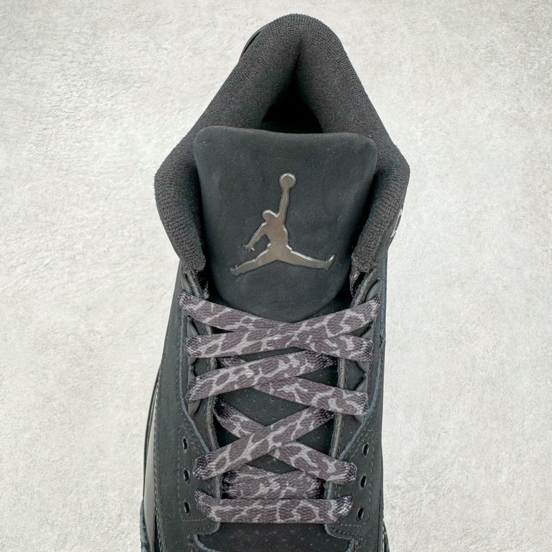 图片[5]-＃QD纯原 Air Jordan AJ3 Retro 黑猫 CK9246-168 圈内最强三代系列 匠心打造 开发时长超过半年 目前可过各类鉴定或无法鉴定 裸鞋随便操作 全套原纸板楦头开发 原厂大底磨具加持立体防滑纹理 原装可视Air Sole气垫 原汁原味最完美的三代版型 唯一正确鞋头趴度弧度高度鞋身腰线 原厂TPU彩虹扎染后跟饰片 正确内里反口里网布 皮料菱角分明不变形无多余毛边 广东原厂zp同批次手工大底描漆拉丝 市场唯一原厂鞋扣模具 原厂织唛标 原厂飞人电绣工艺 尾指中部跳三针 独家绑鞋带手法 印刷中底布 四线拉帮 米色美纹纸贴合固定 进口港宝加持 后跟自然饱满 全鞋荧光划线卡点 追求极致完美 每一双都是工艺品 多重QC质检 超越公司货的品控标准 实实在在的免检产品 尺码：40 40.5 41 42 42.5 43 44 44.5 45 45.5 46 47.5 48.5-选品中心