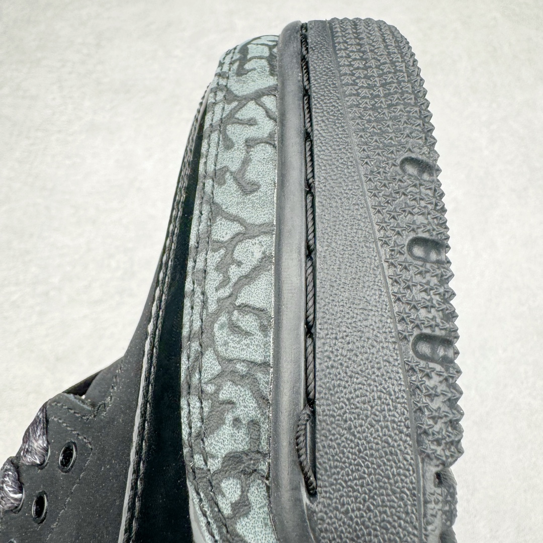 图片[22]-＃QD纯原 Air Jordan AJ3 Retro 黑猫 CK9246-168 圈内最强三代系列 匠心打造 开发时长超过半年 目前可过各类鉴定或无法鉴定 裸鞋随便操作 全套原纸板楦头开发 原厂大底磨具加持立体防滑纹理 原装可视Air Sole气垫 原汁原味最完美的三代版型 唯一正确鞋头趴度弧度高度鞋身腰线 原厂TPU彩虹扎染后跟饰片 正确内里反口里网布 皮料菱角分明不变形无多余毛边 广东原厂zp同批次手工大底描漆拉丝 市场唯一原厂鞋扣模具 原厂织唛标 原厂飞人电绣工艺 尾指中部跳三针 独家绑鞋带手法 印刷中底布 四线拉帮 米色美纹纸贴合固定 进口港宝加持 后跟自然饱满 全鞋荧光划线卡点 追求极致完美 每一双都是工艺品 多重QC质检 超越公司货的品控标准 实实在在的免检产品 尺码：40 40.5 41 42 42.5 43 44 44.5 45 45.5 46 47.5 48.5-选品中心