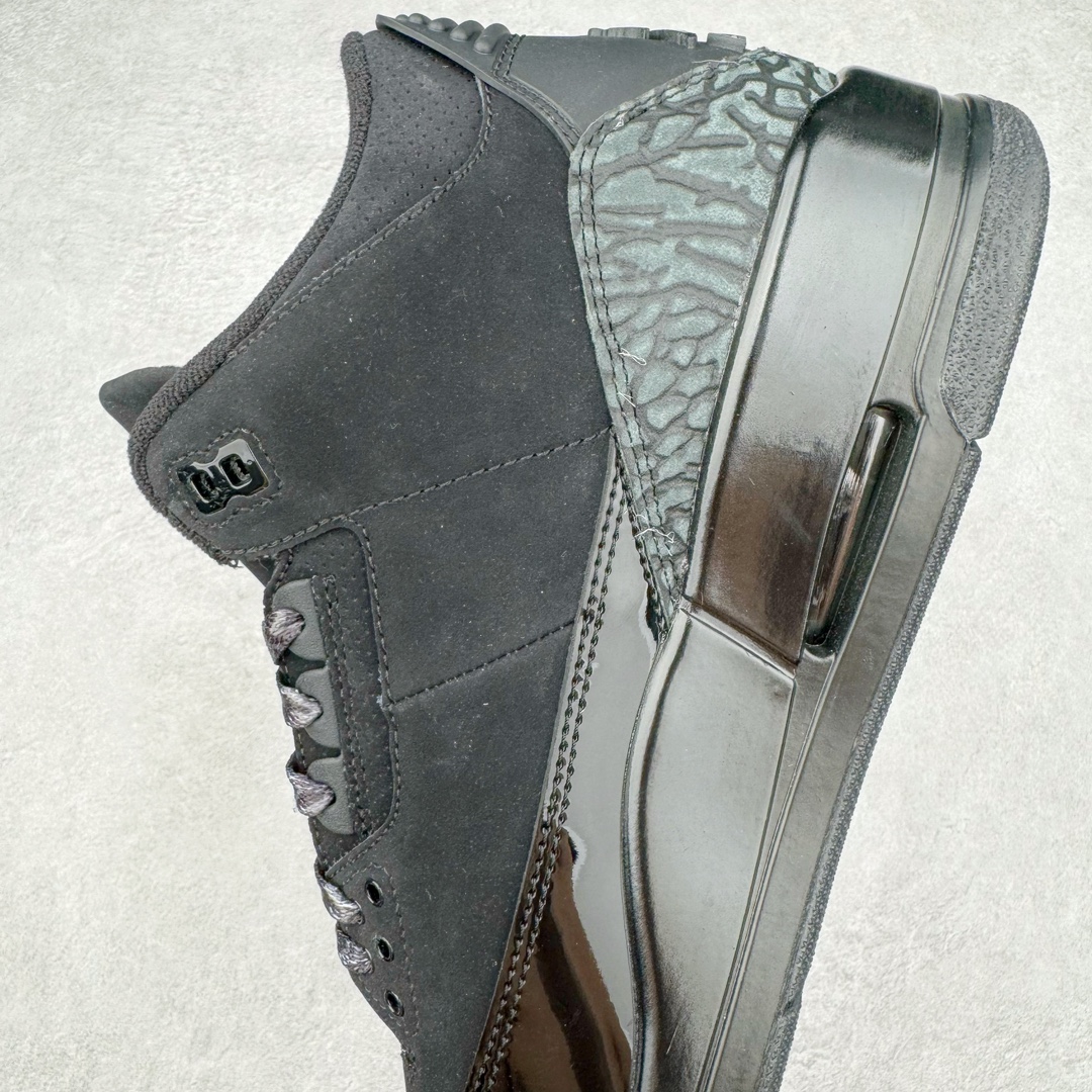 图片[7]-＃QD纯原 Air Jordan AJ3 Retro 黑猫 CK9246-168 圈内最强三代系列 匠心打造 开发时长超过半年 目前可过各类鉴定或无法鉴定 裸鞋随便操作 全套原纸板楦头开发 原厂大底磨具加持立体防滑纹理 原装可视Air Sole气垫 原汁原味最完美的三代版型 唯一正确鞋头趴度弧度高度鞋身腰线 原厂TPU彩虹扎染后跟饰片 正确内里反口里网布 皮料菱角分明不变形无多余毛边 广东原厂zp同批次手工大底描漆拉丝 市场唯一原厂鞋扣模具 原厂织唛标 原厂飞人电绣工艺 尾指中部跳三针 独家绑鞋带手法 印刷中底布 四线拉帮 米色美纹纸贴合固定 进口港宝加持 后跟自然饱满 全鞋荧光划线卡点 追求极致完美 每一双都是工艺品 多重QC质检 超越公司货的品控标准 实实在在的免检产品 尺码：40 40.5 41 42 42.5 43 44 44.5 45 45.5 46 47.5 48.5-选品中心
