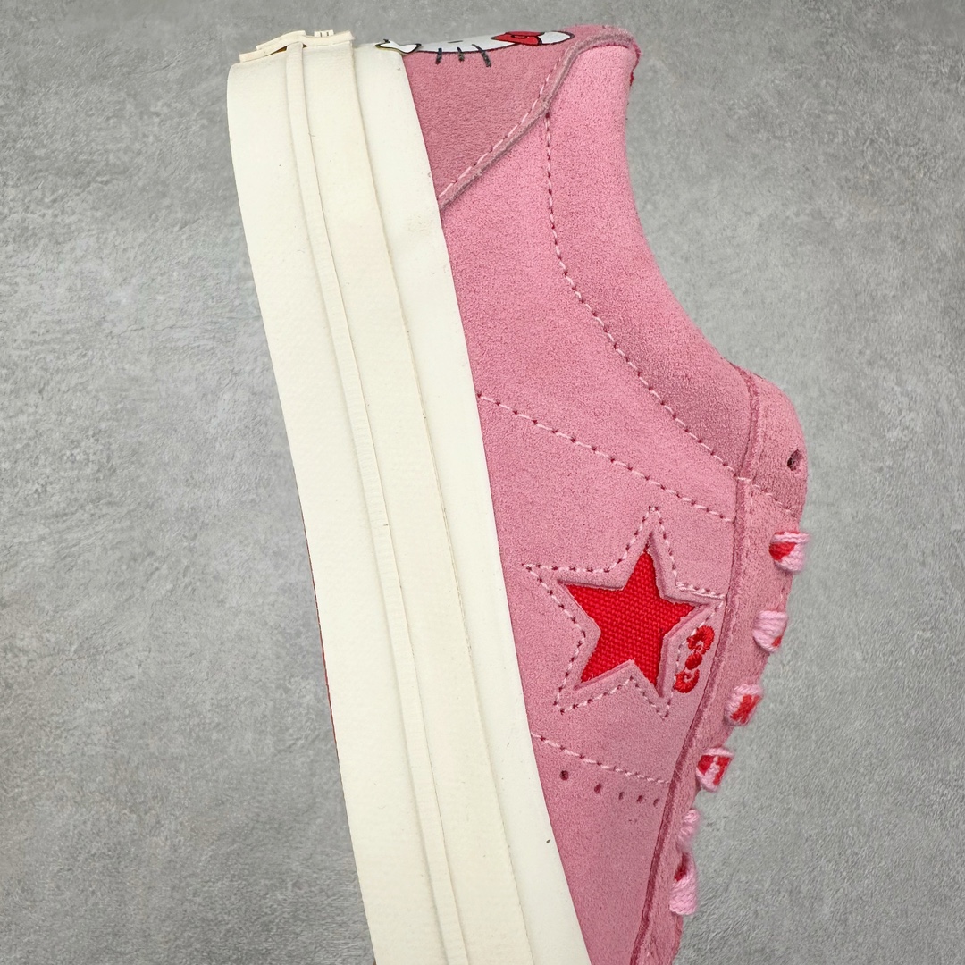 图片[6]-Converse x Hello Kitty 联名 结合经典的One Star鞋款 粉色鞋身 侧面星星搭配刺绣蝴蝶结 呈现风格极为有趣 少女心十足 细节点缀更是非常巧妙 充满趣味性 彻底释放你的公举心 翻毛皮材质 柔软细腻 两副鞋带 可替换使用或花式系带 根据服饰的色彩随意切换造型！ 货号：162939C 尺码：35 36 39.5 37 37.5 38 39 40 41 41.5 42 42.5 43 44-选品中心