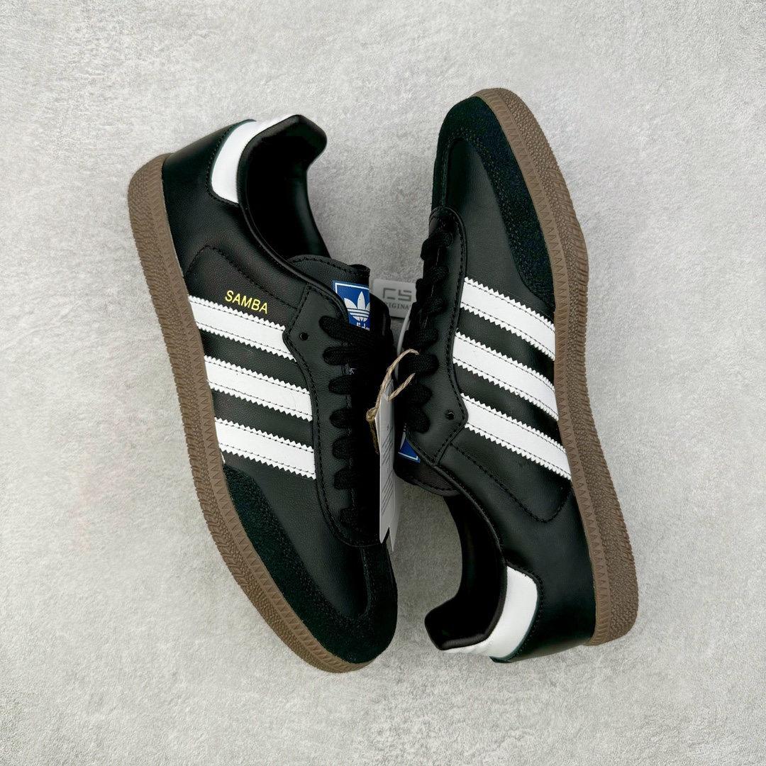 图片[3]-＃CS纯原 AD Original Samba OG 复古经典轻便板鞋 黑白 B75807 原装头层牛皮加持 正确烫金高频细节 原装纳米超迁皮料 独家私模橡胶大底 原盒原配 正确黑色中底布 过宽过胶 这款桑巴鞋展示了高质量的工艺 带有装饰的超锁缝制和无缝的手感 柔软、柔软的皮革造型和标志性的3条纹完成了精致的外观 正规合身鞋带 鞋面上有绒面鞋垫 橡胶鞋底 享受正畸套筒软感 自50年代首次亮相以来就一直在赢得粉丝的青睐 尺码：36 36.5 37.5 38 38.5 39 40 40.5 41 42 42.5 43 44 44.5 45-选品中心