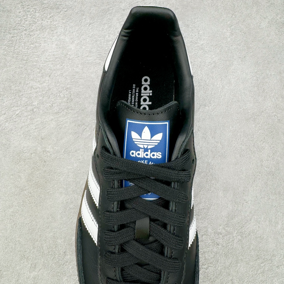 图片[5]-＃CS纯原 AD Original Samba OG 复古经典轻便板鞋 黑白 B75807 原装头层牛皮加持 正确烫金高频细节 原装纳米超迁皮料 独家私模橡胶大底 原盒原配 正确黑色中底布 过宽过胶 这款桑巴鞋展示了高质量的工艺 带有装饰的超锁缝制和无缝的手感 柔软、柔软的皮革造型和标志性的3条纹完成了精致的外观 正规合身鞋带 鞋面上有绒面鞋垫 橡胶鞋底 享受正畸套筒软感 自50年代首次亮相以来就一直在赢得粉丝的青睐 尺码：36 36.5 37.5 38 38.5 39 40 40.5 41 42 42.5 43 44 44.5 45-选品中心