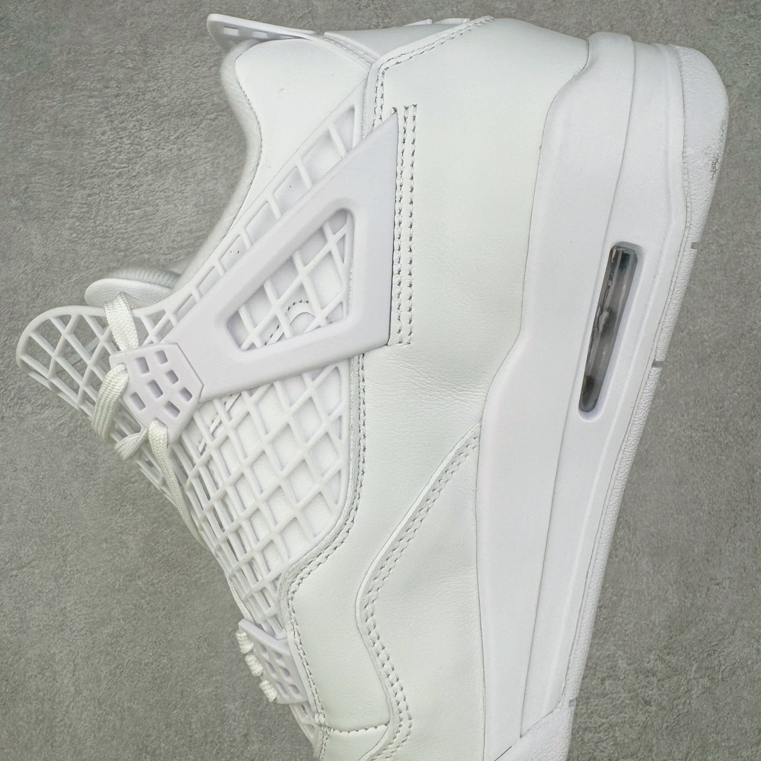 图片[7]-Air Jordan AJ4 NET FN7251-107 采用全新的全白色皮革为基底，重塑经典鞋型的轮廓。值得注意的是，在鞋舌周围融入延展网状设计，这一创新细节不仅是对 Air Jordan 系列经典元素的致敬，更通过 “ 网 ” 这一独特元素，为传统设计注入了现代感。鞋底采用坚韧耐用的橡胶材质，保证了穿着的稳定性与耐磨性。鞋跟内置缓冲空气装置，为穿着者带来更加舒适与稳定的支撑体验。而金属金色飞人吊牌，为整双鞋增添了奢华与高贵的质感。尺码：36 36.5 37.5 38 38.5 39 40 40.5 41 42 42.5 43 44 44.5 45 46 47.5-选品中心
