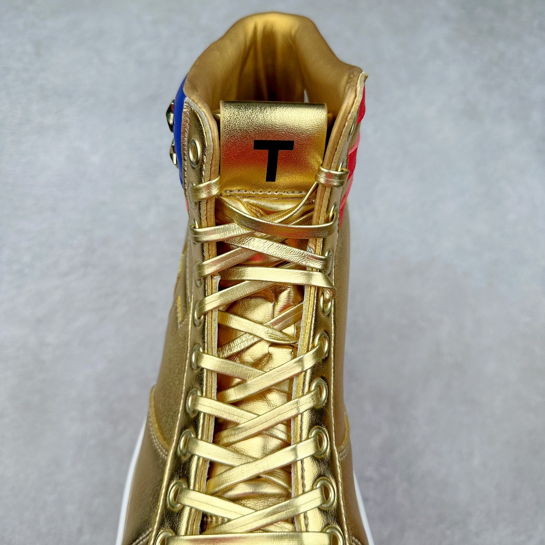 图片[5]-特朗普推出一款“永不投降”运动鞋，特朗普个人运动鞋品牌Trump Never Surrender High-Top 特朗普一代系列高帮总统休闲运动篮球板鞋“皮革液态银USA”PKTLP001 美国前总统特朗普（Donald Trump）日前推出一双要价399美元、名为“永不投降（Never Surrender High-Tops）”的金色高筒运动鞋，引发外界抢购，该运动鞋在推出不到半天的时间即售罄。对此，现任总统拜登（Joe Biden）竞选团队感到不以为然，抨击特朗普兜售盗版奢侈品品牌Off-White球鞋。尺码：40 40.5 41 42 42.5 43 44 44.5 45 46 47.5-选品中心