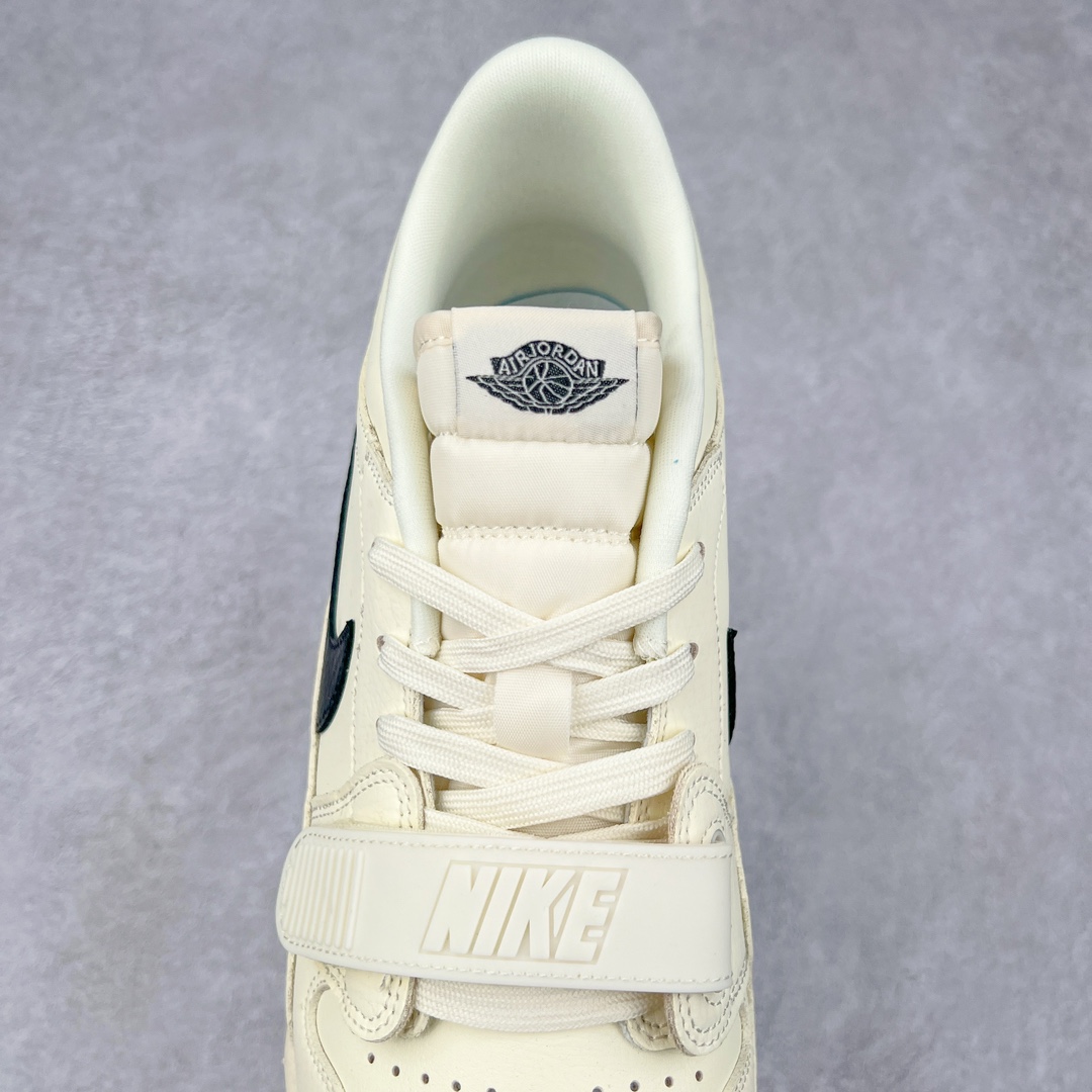 图片[5]-Air Jordan Legacy AJ312 低帮 HV1807-101 鞋身采用了皮革材质打造 横跨鞋面的魔术贴十分吸睛 侧面的Swoosh Logo的一部分被鞋面遮挡了一部分 颇具玩味 魔术贴上标有NK标识 而鞋舌上是Jordan的经典飞翼Logo 后跟和鞋底均采用了Air Jordan 3 的设计 后跟上同样也使用了经典的爆裂纹图案 尺码：36 36.5 37.5 38 38.5 39 40 40.5 41 42 42.5 43 44 44.5 45 46 47.5-选品中心