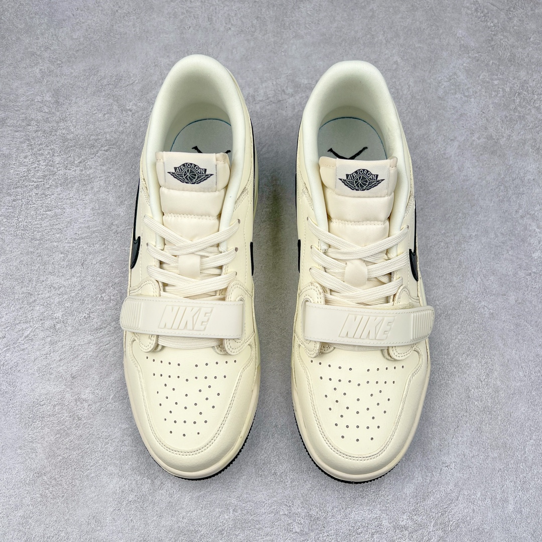 图片[2]-Air Jordan Legacy AJ312 低帮 HV1807-101 鞋身采用了皮革材质打造 横跨鞋面的魔术贴十分吸睛 侧面的Swoosh Logo的一部分被鞋面遮挡了一部分 颇具玩味 魔术贴上标有NK标识 而鞋舌上是Jordan的经典飞翼Logo 后跟和鞋底均采用了Air Jordan 3 的设计 后跟上同样也使用了经典的爆裂纹图案 尺码：36 36.5 37.5 38 38.5 39 40 40.5 41 42 42.5 43 44 44.5 45 46 47.5-选品中心