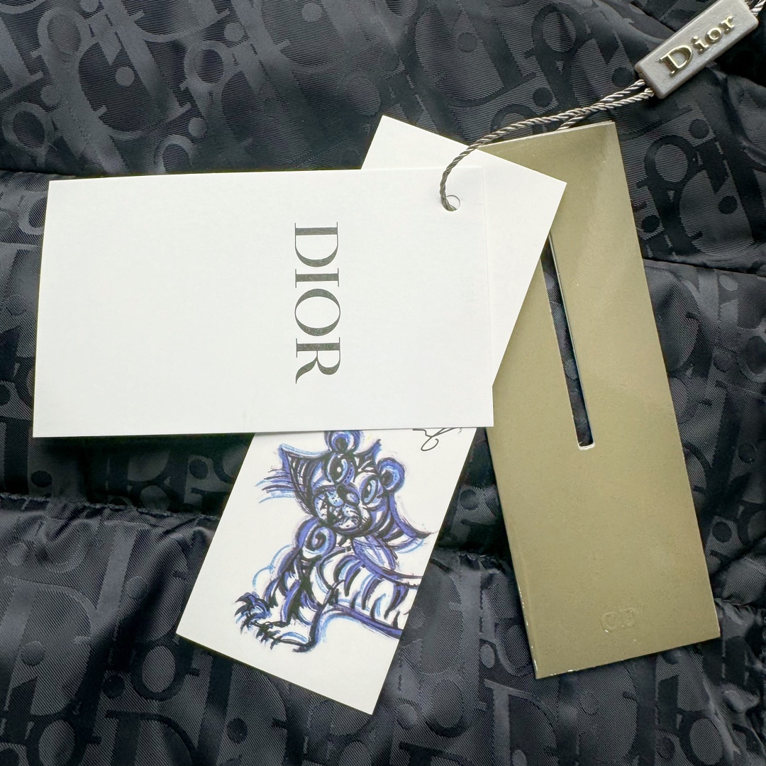 图片[10]-DIOR 23SS 迪奥新品满印暗纹老花立领羽绒服夹克 原24000购入 全衣面料采用原厂进口科技GORE-TEX提花面料 菱形印花图案设计间距及细节间距平行对位 并列的提花效果及手感非常还原 内里填充物采用国标级别90度 里料附层锦纶材质 蓬松度的白鹅绒混白鹅毛的材质 羽绒蓬感十足 保暖效果更佳 没有羽绒毛梗 利落的小立领搭配合肩线 肩前幅侧画增添了的双口袋设计 下摆设有抽绳可自由调节松紧、袖口带有松紧橡筋收口、门襟双开立领设计 镀银刻字五金配件搭配高品质欧牙双向拉链开合 拉头、鸡眼、内袋扣、暗扣、调节扣等依旧原版开模带Logo定制而成 尺码：46 48 50 52 54-选品中心