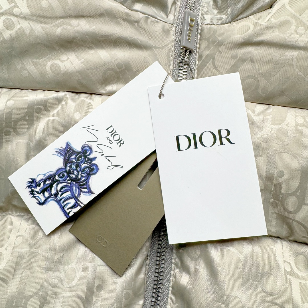 图片[10]-DIOR 23SS 迪奥新品满印暗纹老花立领羽绒服夹克 原24000购入 全衣面料采用原厂进口科技GORE-TEX提花面料 菱形印花图案设计间距及细节间距平行对位 并列的提花效果及手感非常还原 内里填充物采用国标级别90度 里料附层锦纶材质 蓬松度的白鹅绒混白鹅毛的材质 羽绒蓬感十足 保暖效果更佳 没有羽绒毛梗 利落的小立领搭配合肩线 肩前幅侧画增添了的双口袋设计 下摆设有抽绳可自由调节松紧、袖口带有松紧橡筋收口、门襟双开立领设计 镀银刻字五金配件搭配高品质欧牙双向拉链开合 拉头、鸡眼、内袋扣、暗扣、调节扣等依旧原版开模带Logo定制而成 尺码：46 48 50 52 54-选品中心