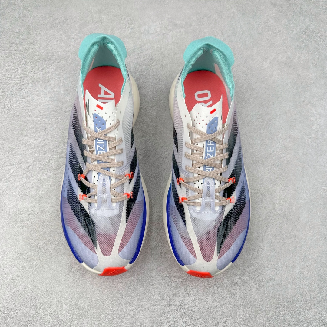 图片[2]-AD Adizero Adios Pro 3 马拉松竞速专业跑鞋 IE6237 CELERMESH针织网面非常轻薄 纤维间的缝隙很大 可以保证跑步时的透气、排汗效果 鞋舌直接与两侧的内衬和鞋底连接在一起 在跑步过程中不会被鞋舌的左右移动所困扰 在标准鞋带孔的基础上再拓宽一组鞋带孔 适合不同脚型的需求 突破性 EnergyRods 技术，有助于跑者实现更好的成绩 中底独特的LIGHTSTRIKE PRO泡棉材质 微弹感觉在跑步过程中给予了良好的支撑体验 对于顶级精英和高水平进阶跑者来说 ADIOS PRO是一双值得信赖的竞速比赛用鞋 尺码：36 36.5 37.5 38 38.5 39 40 40.5 41 42 42.5 43 44 44.5 45-选品中心