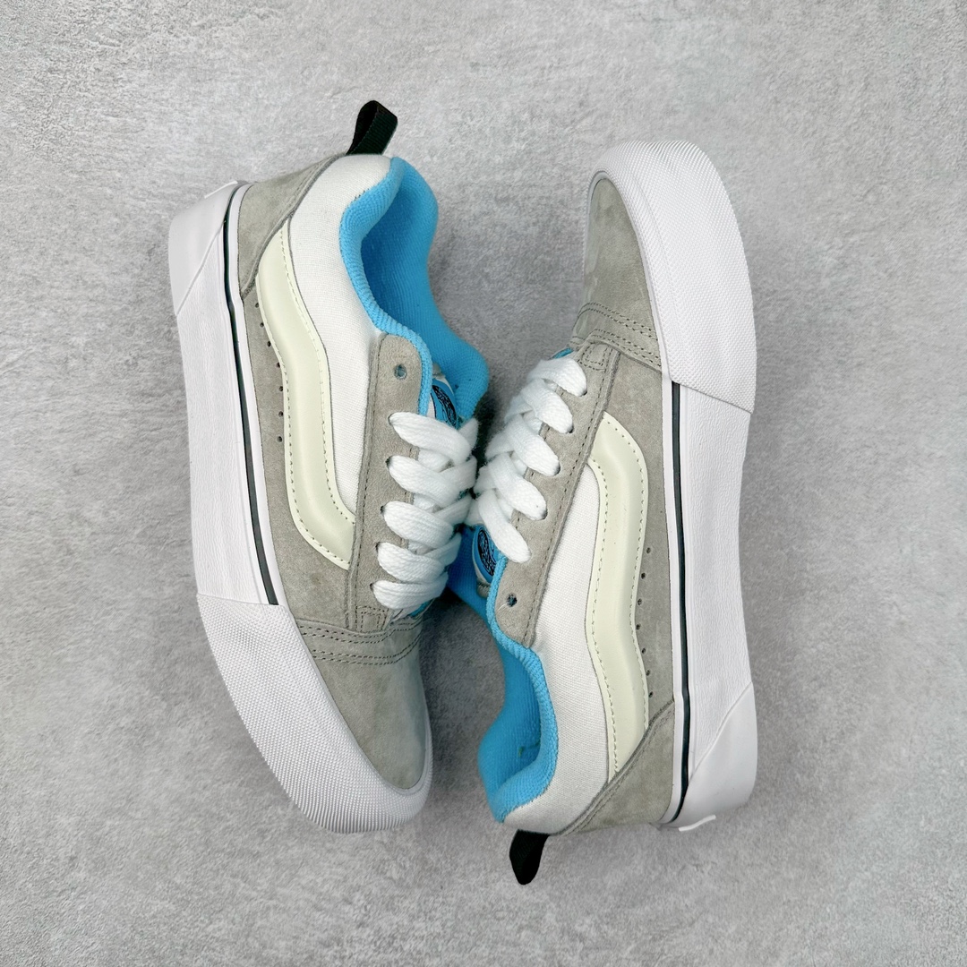 图片[2]-Vans Knu Skool 白灰蓝 万斯低帮复古休闲硫化面包鞋 肥胖版大LOGO原版全皮猪八面料 货号：VN000D6CCCZ 尺码：35 36 36.5 37 38 38.5 39 40 40.5 41 42 42.5 43 44-选品中心