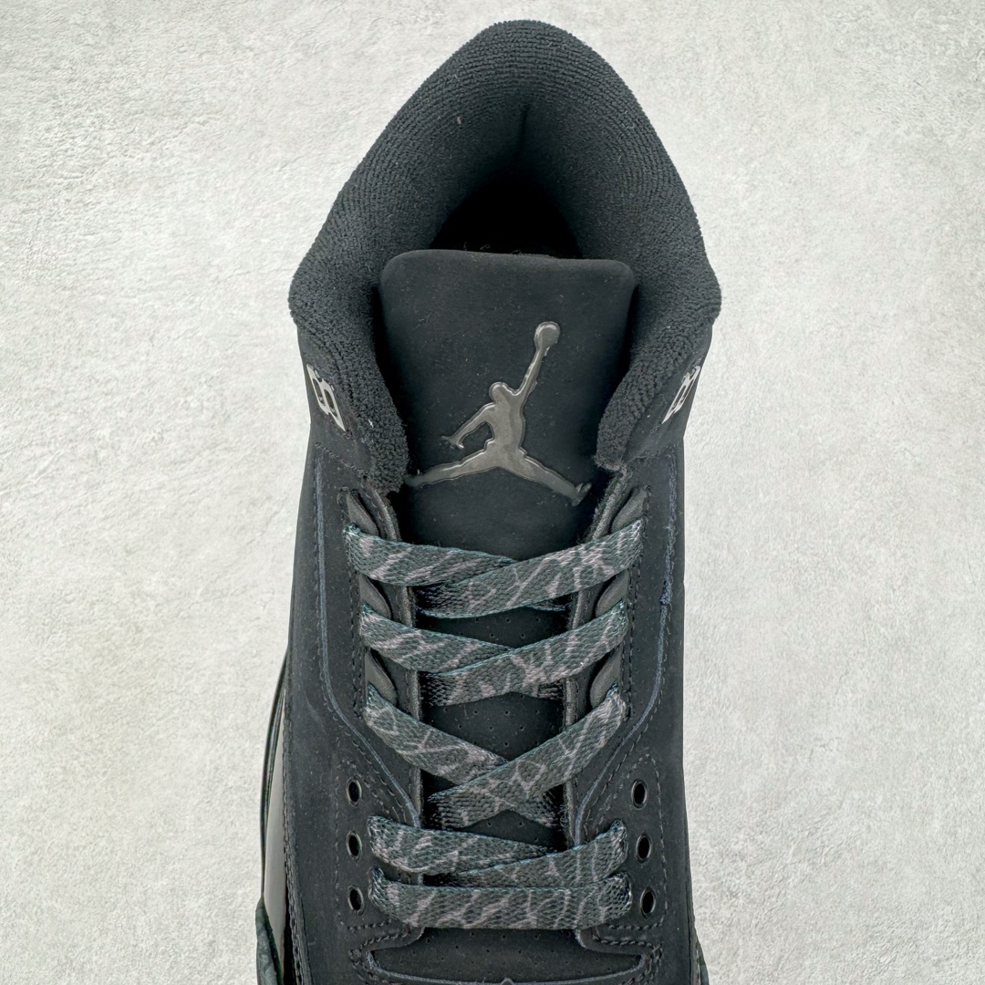 图片[5]-＃GX纯原 Air Jordan AJ3 Retro 黑猫 CK9246-168 圈内最强三代系列 匠心打造 开发时长超过半年 目前可过各类鉴定或无法鉴定 裸鞋随便操作 全套原纸板楦头开发 原厂大底磨具加持立体防滑纹理 原装可视Air Sole气垫 原汁原味最完美的三代版型 唯一正确鞋头趴度弧度高度鞋身腰线 原厂TPU彩虹扎染后跟饰片 正确内里反口里网布 皮料菱角分明不变形无多余毛边 广东原厂zp同批次手工大底描漆拉丝 市场唯一原厂鞋扣模具 原厂织唛标 原厂飞人电绣工艺 尾指中部跳三针 独家绑鞋带手法 印刷中底布 四线拉帮 米色美纹纸贴合固定 进口港宝加持 后跟自然饱满 全鞋荧光划线卡点 追求极致完美 每一双都是工艺品 多重QC质检 超越公司货的品控标准 实实在在的免检产品 尺码：40 40.5 41 42 42.5 43 44 44.5 45 45.5 46 47.5 48.5-选品中心