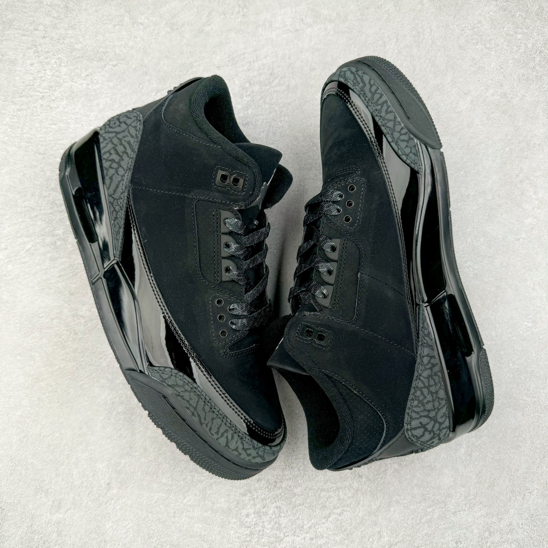 图片[3]-＃GX纯原 Air Jordan AJ3 Retro 黑猫 CK9246-168 圈内最强三代系列 匠心打造 开发时长超过半年 目前可过各类鉴定或无法鉴定 裸鞋随便操作 全套原纸板楦头开发 原厂大底磨具加持立体防滑纹理 原装可视Air Sole气垫 原汁原味最完美的三代版型 唯一正确鞋头趴度弧度高度鞋身腰线 原厂TPU彩虹扎染后跟饰片 正确内里反口里网布 皮料菱角分明不变形无多余毛边 广东原厂zp同批次手工大底描漆拉丝 市场唯一原厂鞋扣模具 原厂织唛标 原厂飞人电绣工艺 尾指中部跳三针 独家绑鞋带手法 印刷中底布 四线拉帮 米色美纹纸贴合固定 进口港宝加持 后跟自然饱满 全鞋荧光划线卡点 追求极致完美 每一双都是工艺品 多重QC质检 超越公司货的品控标准 实实在在的免检产品 尺码：40 40.5 41 42 42.5 43 44 44.5 45 45.5 46 47.5 48.5-选品中心