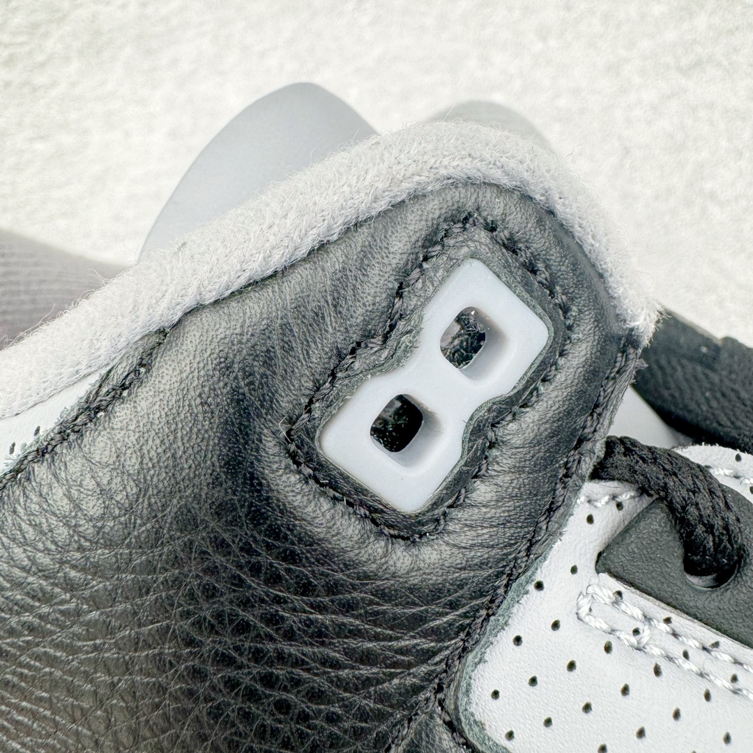 图片[16]-＃GX纯原 Air Jordan AJ3 Retro 复刻黑水泥 DN3707-010 圈内最强三代系列 匠心打造 开发时长超过半年 目前可过各类鉴定或无法鉴定 裸鞋随便操作 全套原纸板楦头开发 原厂大底磨具加持立体防滑纹理 原装可视Air Sole气垫 原汁原味最完美的三代版型 唯一正确鞋头趴度弧度高度鞋身腰线 原厂TPU彩虹扎染后跟饰片 正确内里反口里网布 皮料菱角分明不变形无多余毛边 广东原厂zp同批次手工大底描漆拉丝 市场唯一原厂鞋扣模具 原厂织唛标 原厂飞人电绣工艺 尾指中部跳三针 独家绑鞋带手法 印刷中底布 四线拉帮 米色美纹纸贴合固定 进口港宝加持 后跟自然饱满 全鞋荧光划线卡点 追求极致完美 每一双都是工艺品 多重QC质检 超越公司货的品控标准 实实在在的免检产品 尺码：40 40.5 41 42 42.5 43 44 44.5 45 45.5 46 47.5 48.5-选品中心