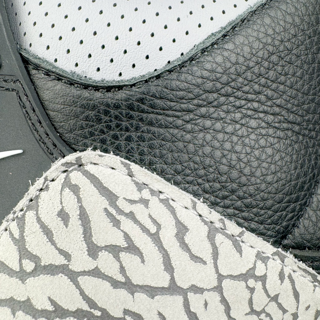 图片[18]-＃GX纯原 Air Jordan AJ3 Retro 复刻黑水泥 DN3707-010 圈内最强三代系列 匠心打造 开发时长超过半年 目前可过各类鉴定或无法鉴定 裸鞋随便操作 全套原纸板楦头开发 原厂大底磨具加持立体防滑纹理 原装可视Air Sole气垫 原汁原味最完美的三代版型 唯一正确鞋头趴度弧度高度鞋身腰线 原厂TPU彩虹扎染后跟饰片 正确内里反口里网布 皮料菱角分明不变形无多余毛边 广东原厂zp同批次手工大底描漆拉丝 市场唯一原厂鞋扣模具 原厂织唛标 原厂飞人电绣工艺 尾指中部跳三针 独家绑鞋带手法 印刷中底布 四线拉帮 米色美纹纸贴合固定 进口港宝加持 后跟自然饱满 全鞋荧光划线卡点 追求极致完美 每一双都是工艺品 多重QC质检 超越公司货的品控标准 实实在在的免检产品 尺码：40 40.5 41 42 42.5 43 44 44.5 45 45.5 46 47.5 48.5-选品中心