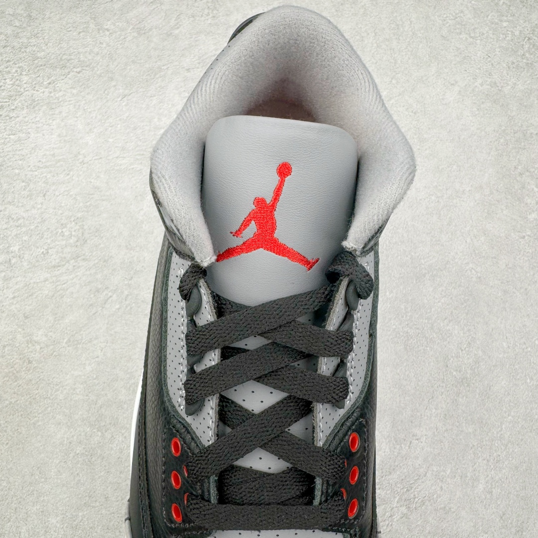图片[5]-＃GX纯原 Air Jordan AJ3 Retro 复刻黑水泥 DN3707-010 圈内最强三代系列 匠心打造 开发时长超过半年 目前可过各类鉴定或无法鉴定 裸鞋随便操作 全套原纸板楦头开发 原厂大底磨具加持立体防滑纹理 原装可视Air Sole气垫 原汁原味最完美的三代版型 唯一正确鞋头趴度弧度高度鞋身腰线 原厂TPU彩虹扎染后跟饰片 正确内里反口里网布 皮料菱角分明不变形无多余毛边 广东原厂zp同批次手工大底描漆拉丝 市场唯一原厂鞋扣模具 原厂织唛标 原厂飞人电绣工艺 尾指中部跳三针 独家绑鞋带手法 印刷中底布 四线拉帮 米色美纹纸贴合固定 进口港宝加持 后跟自然饱满 全鞋荧光划线卡点 追求极致完美 每一双都是工艺品 多重QC质检 超越公司货的品控标准 实实在在的免检产品 尺码：40 40.5 41 42 42.5 43 44 44.5 45 45.5 46 47.5 48.5-选品中心
