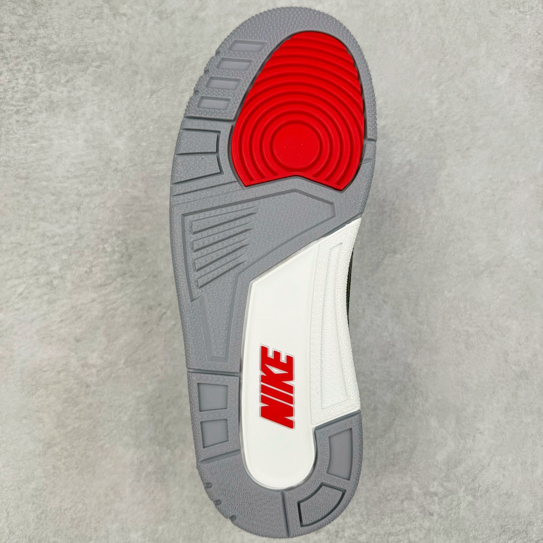 图片[9]-＃GX纯原 Air Jordan AJ3 Retro 复刻黑水泥 DN3707-010 圈内最强三代系列 匠心打造 开发时长超过半年 目前可过各类鉴定或无法鉴定 裸鞋随便操作 全套原纸板楦头开发 原厂大底磨具加持立体防滑纹理 原装可视Air Sole气垫 原汁原味最完美的三代版型 唯一正确鞋头趴度弧度高度鞋身腰线 原厂TPU彩虹扎染后跟饰片 正确内里反口里网布 皮料菱角分明不变形无多余毛边 广东原厂zp同批次手工大底描漆拉丝 市场唯一原厂鞋扣模具 原厂织唛标 原厂飞人电绣工艺 尾指中部跳三针 独家绑鞋带手法 印刷中底布 四线拉帮 米色美纹纸贴合固定 进口港宝加持 后跟自然饱满 全鞋荧光划线卡点 追求极致完美 每一双都是工艺品 多重QC质检 超越公司货的品控标准 实实在在的免检产品 尺码：40 40.5 41 42 42.5 43 44 44.5 45 45.5 46 47.5 48.5-选品中心