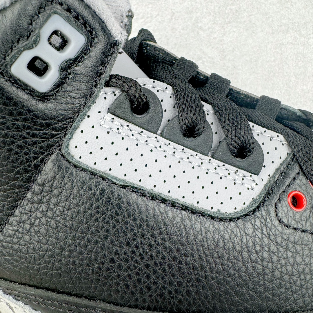 图片[17]-＃GX纯原 Air Jordan AJ3 Retro 复刻黑水泥 DN3707-010 圈内最强三代系列 匠心打造 开发时长超过半年 目前可过各类鉴定或无法鉴定 裸鞋随便操作 全套原纸板楦头开发 原厂大底磨具加持立体防滑纹理 原装可视Air Sole气垫 原汁原味最完美的三代版型 唯一正确鞋头趴度弧度高度鞋身腰线 原厂TPU彩虹扎染后跟饰片 正确内里反口里网布 皮料菱角分明不变形无多余毛边 广东原厂zp同批次手工大底描漆拉丝 市场唯一原厂鞋扣模具 原厂织唛标 原厂飞人电绣工艺 尾指中部跳三针 独家绑鞋带手法 印刷中底布 四线拉帮 米色美纹纸贴合固定 进口港宝加持 后跟自然饱满 全鞋荧光划线卡点 追求极致完美 每一双都是工艺品 多重QC质检 超越公司货的品控标准 实实在在的免检产品 尺码：40 40.5 41 42 42.5 43 44 44.5 45 45.5 46 47.5 48.5-选品中心