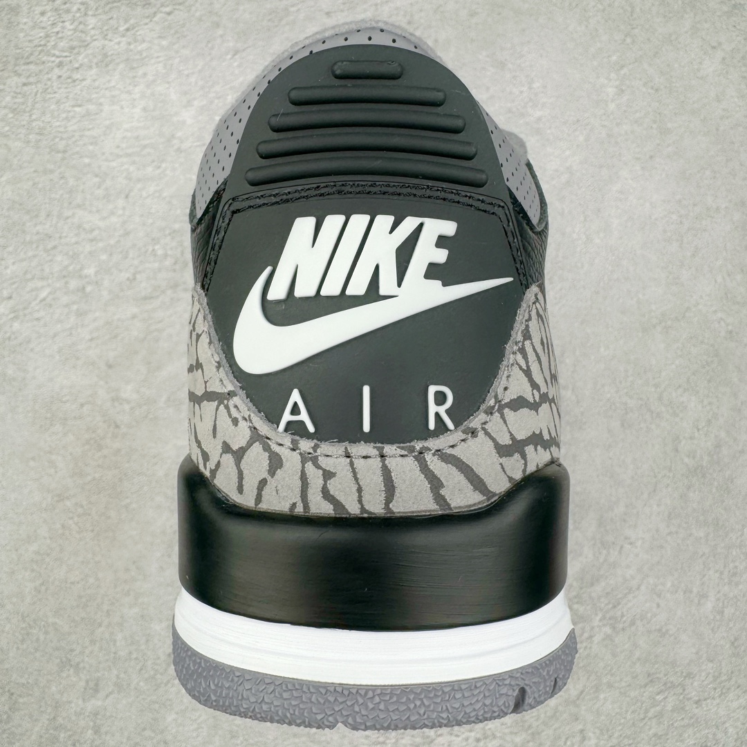 图片[8]-＃GX纯原 Air Jordan AJ3 Retro 复刻黑水泥 DN3707-010 圈内最强三代系列 匠心打造 开发时长超过半年 目前可过各类鉴定或无法鉴定 裸鞋随便操作 全套原纸板楦头开发 原厂大底磨具加持立体防滑纹理 原装可视Air Sole气垫 原汁原味最完美的三代版型 唯一正确鞋头趴度弧度高度鞋身腰线 原厂TPU彩虹扎染后跟饰片 正确内里反口里网布 皮料菱角分明不变形无多余毛边 广东原厂zp同批次手工大底描漆拉丝 市场唯一原厂鞋扣模具 原厂织唛标 原厂飞人电绣工艺 尾指中部跳三针 独家绑鞋带手法 印刷中底布 四线拉帮 米色美纹纸贴合固定 进口港宝加持 后跟自然饱满 全鞋荧光划线卡点 追求极致完美 每一双都是工艺品 多重QC质检 超越公司货的品控标准 实实在在的免检产品 尺码：40 40.5 41 42 42.5 43 44 44.5 45 45.5 46 47.5 48.5-选品中心